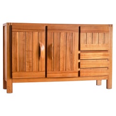 Retro Maison Regain High Sideboard in Solid Elm, France, 1970s