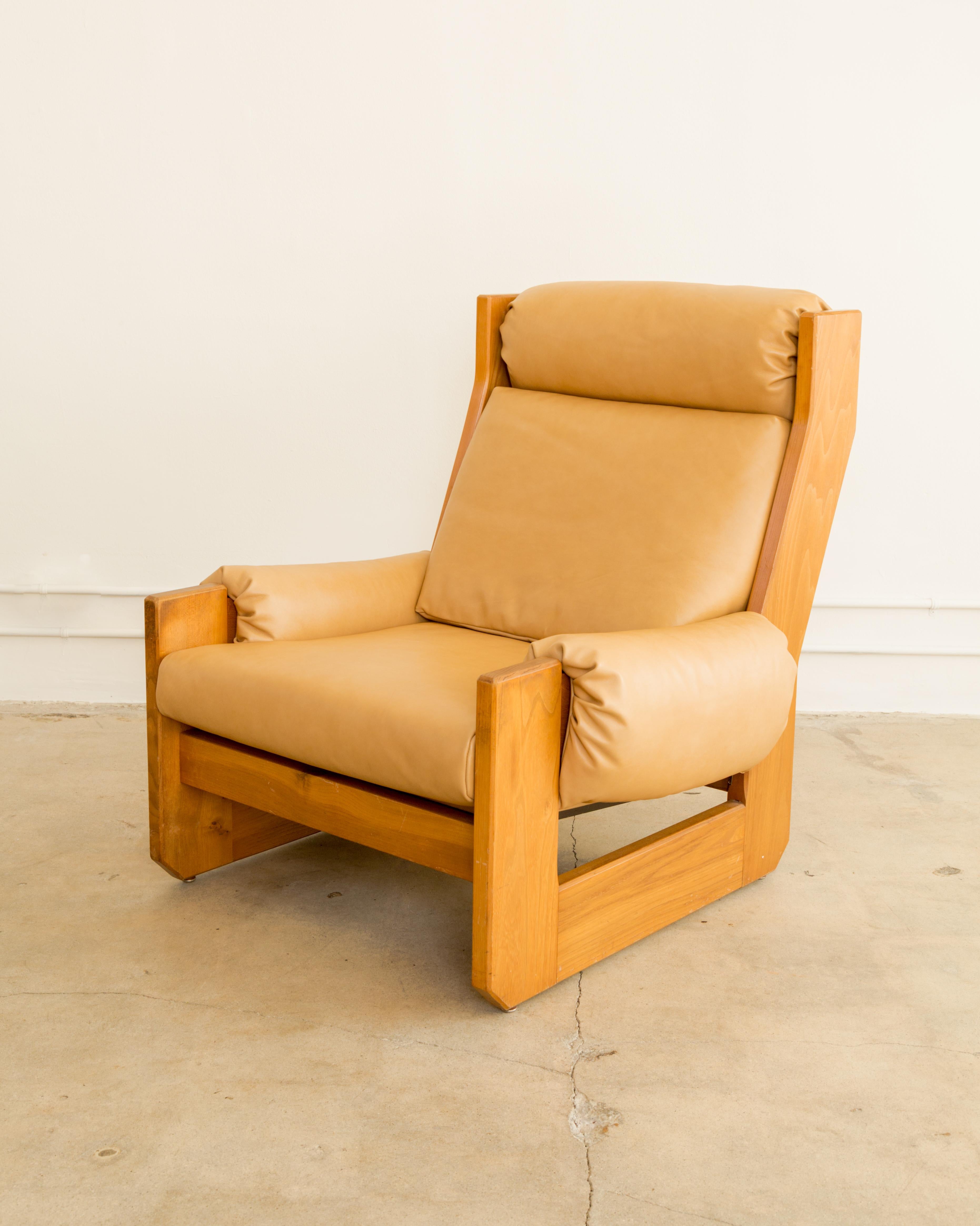 Maison Regain  Leather + Elm Lounge Chair In Good Condition For Sale In West Hollywood, CA
