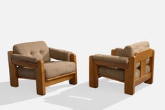 Maison Regain, Sedie da salotto, olmo, tessuto, Francia, anni '70