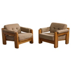 Maison Regain, Sedie da salotto, olmo, tessuto, Francia, anni '70