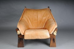 Sedie da salotto Maison Regain, pelle, Oak, Francia, anni '60