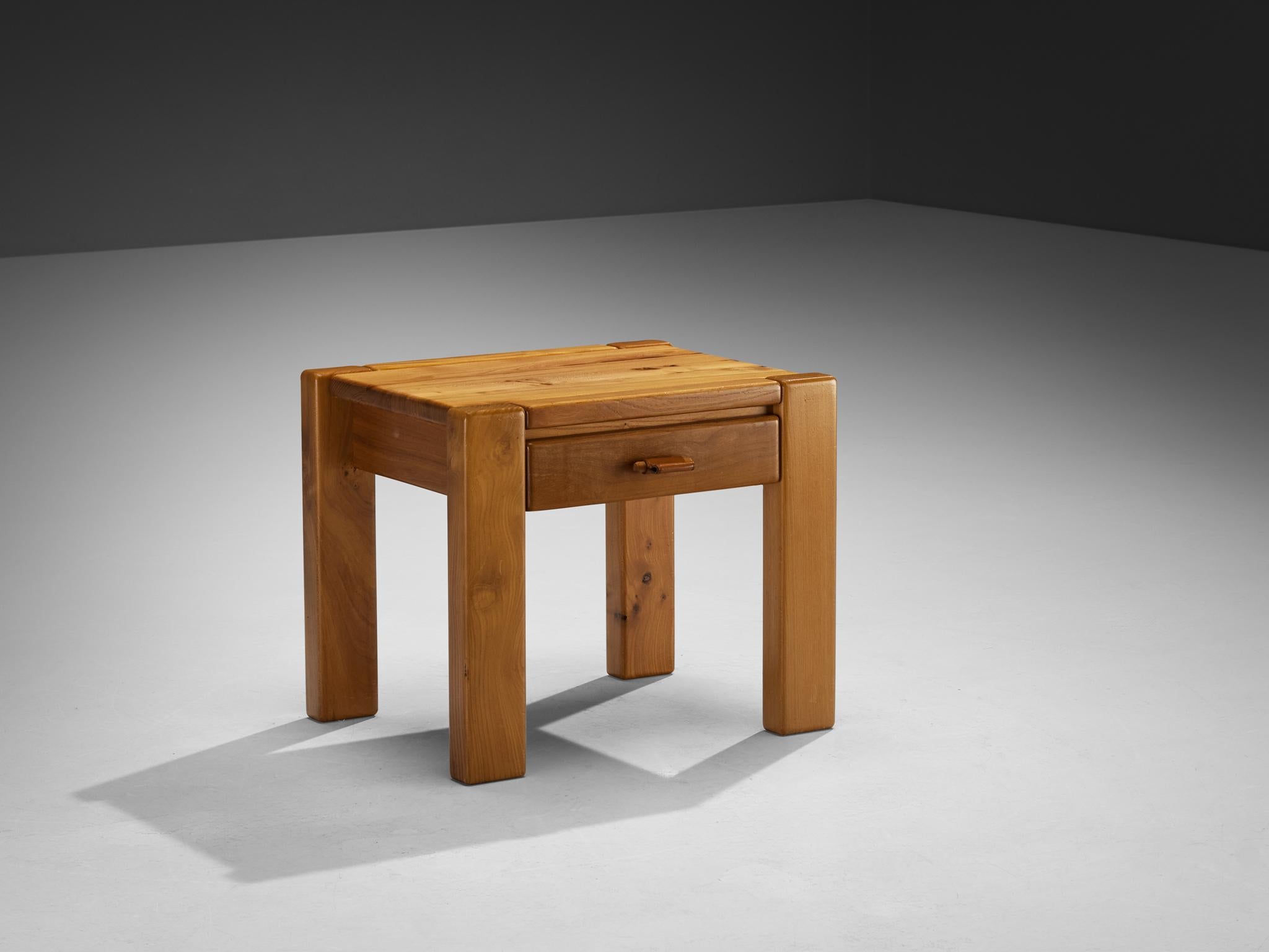 Mid-Century Modern Maison Regain Night Stand in Elm and Leather