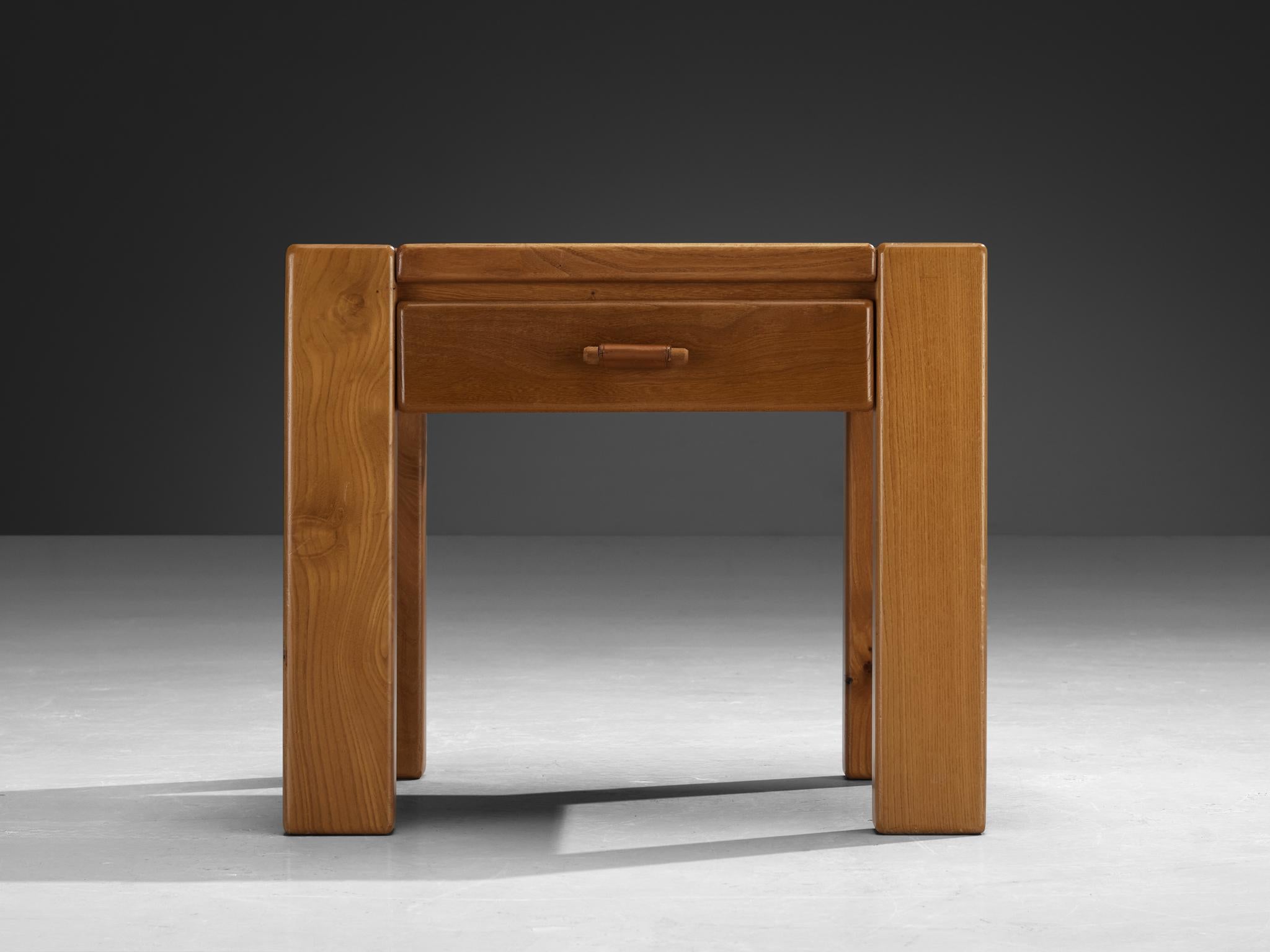 Maison Regain Night Stand in Elm and Leather 1