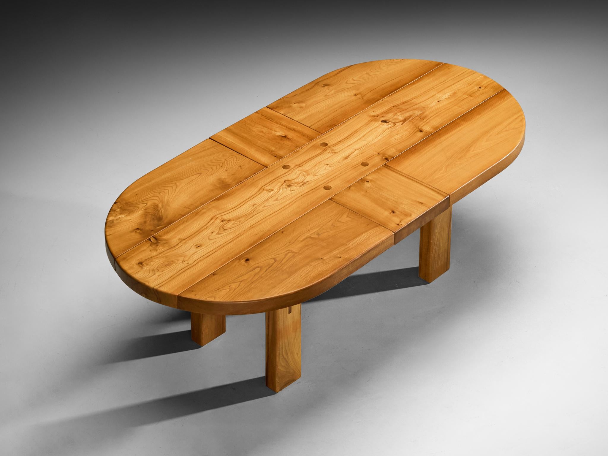 Mid-Century Modern Maison Regain Oval Dining Table in Solid Elm For Sale