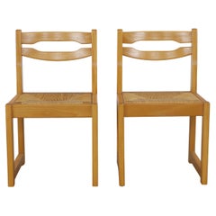 Maison Regain, Pair of Wood and Straws Chairs, 1960s