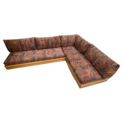 Maison Regain, Rare Large Corner Sofa in Elm circa 1960