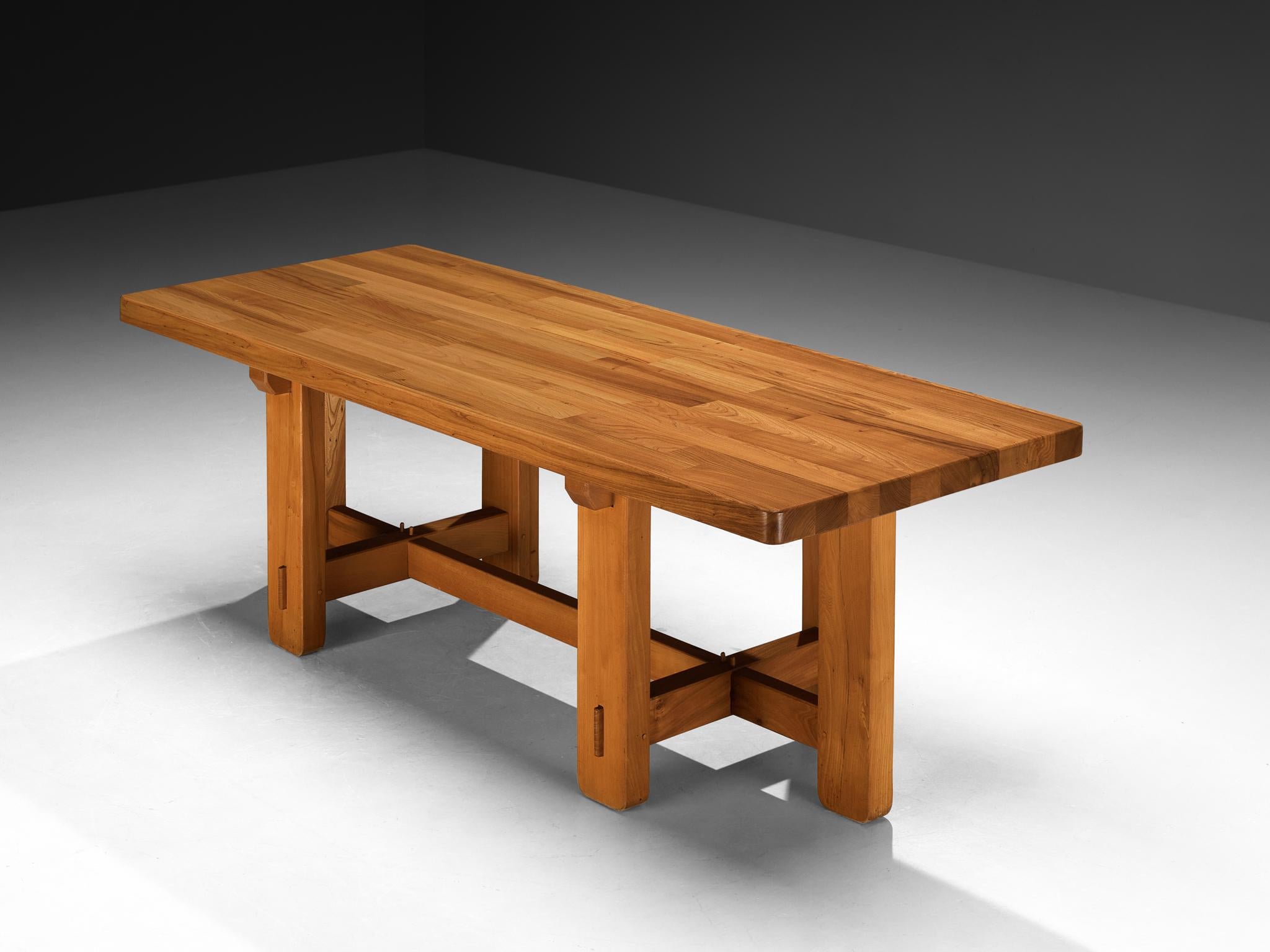 French Maison Regain Rectangular Dining Table in Solid Elm For Sale