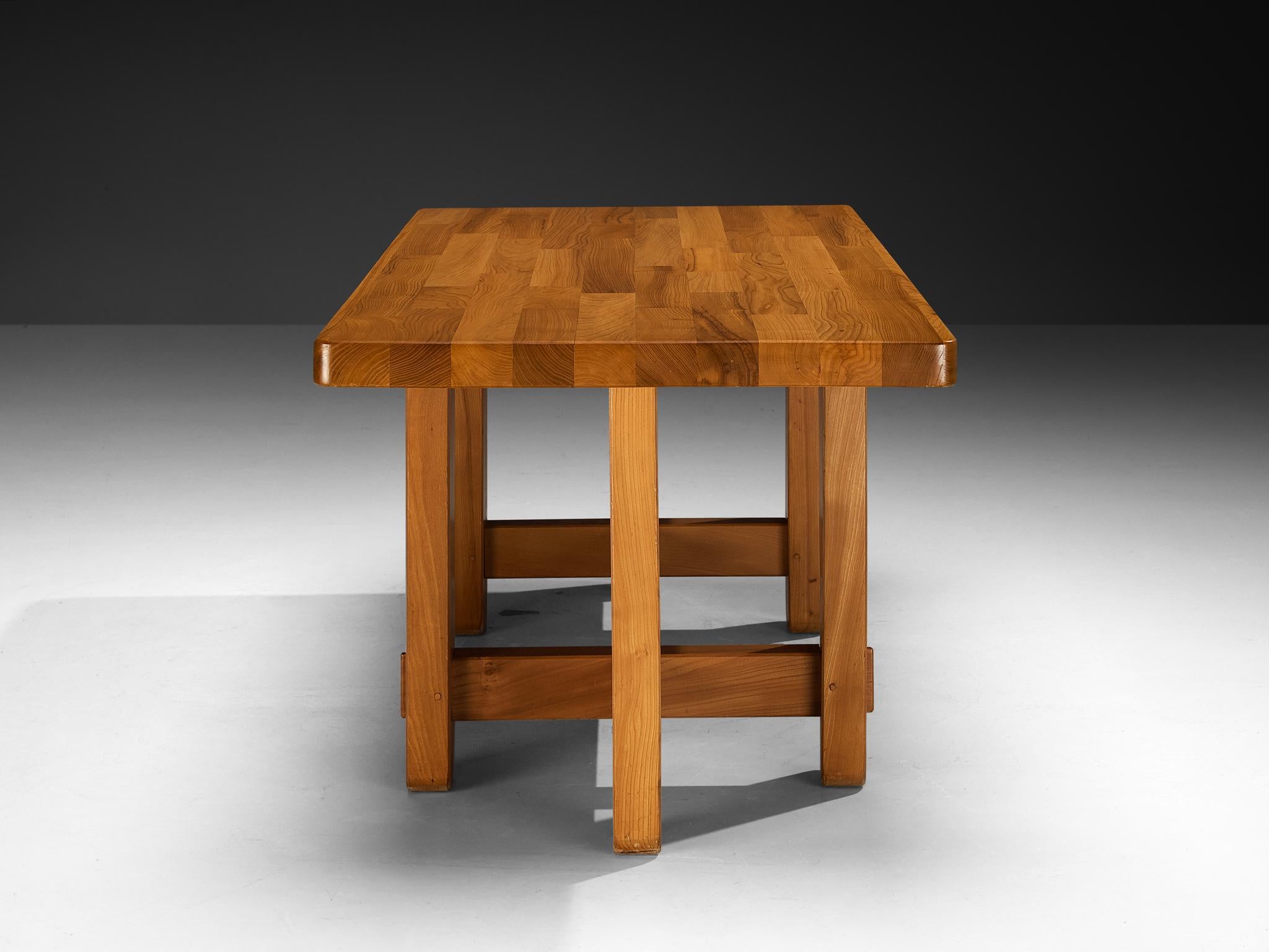 Late 20th Century Maison Regain Rectangular Dining Table in Solid Elm For Sale