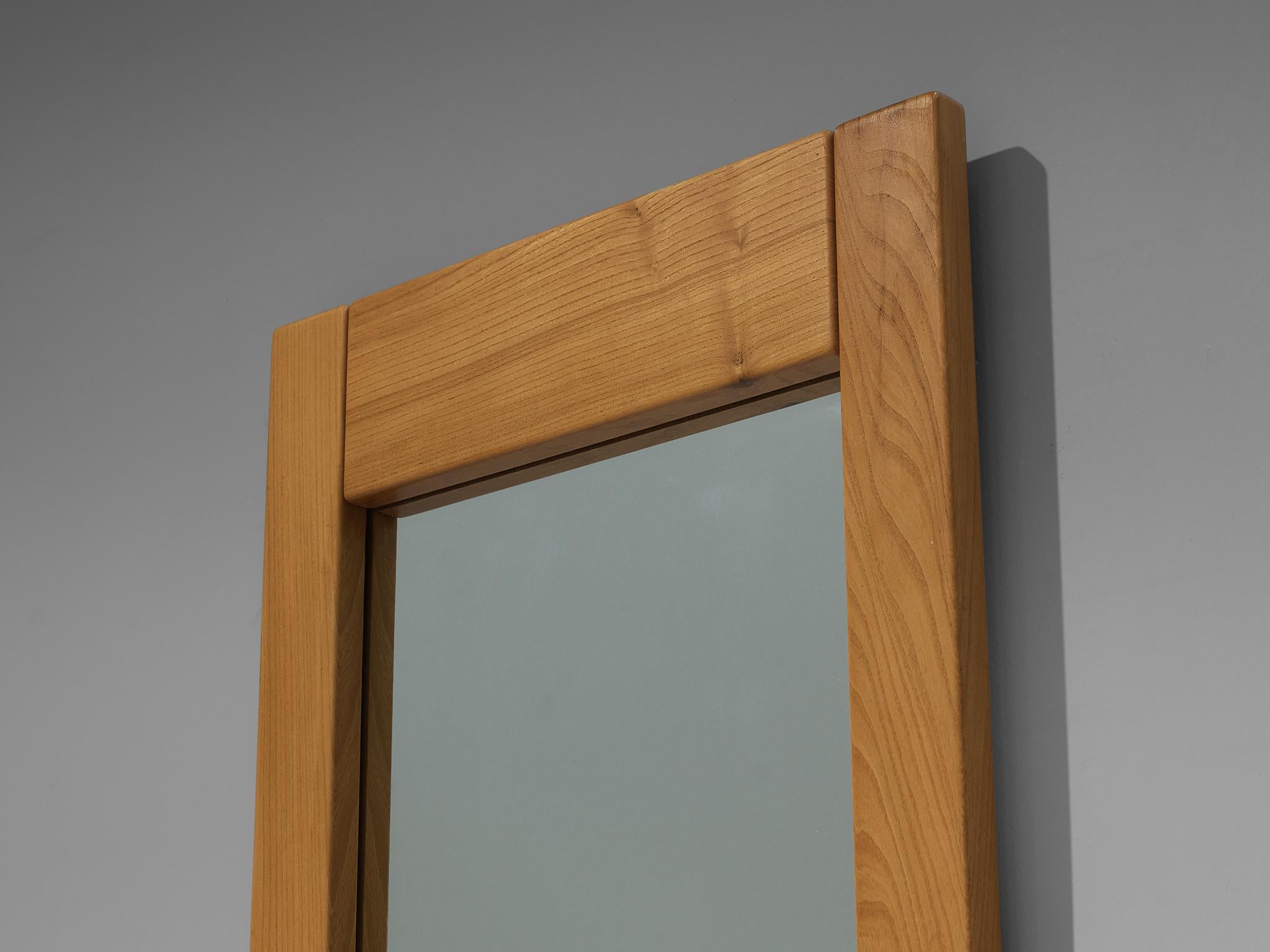 Mid-Century Modern Maison Regain Rectangular Mirror with Elm Wood Frame