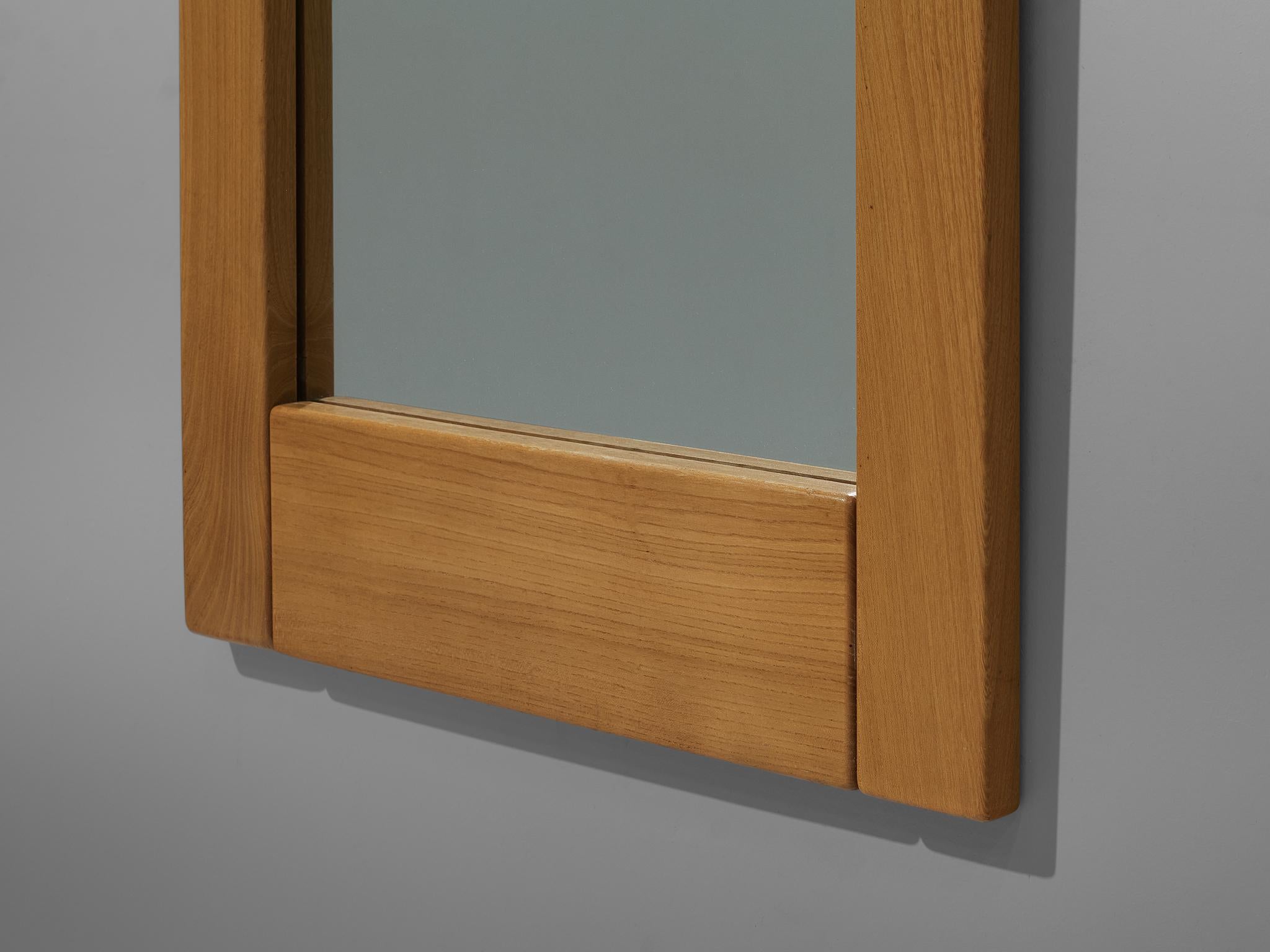Late 20th Century Maison Regain Rectangular Mirror with Elm Wood Frame