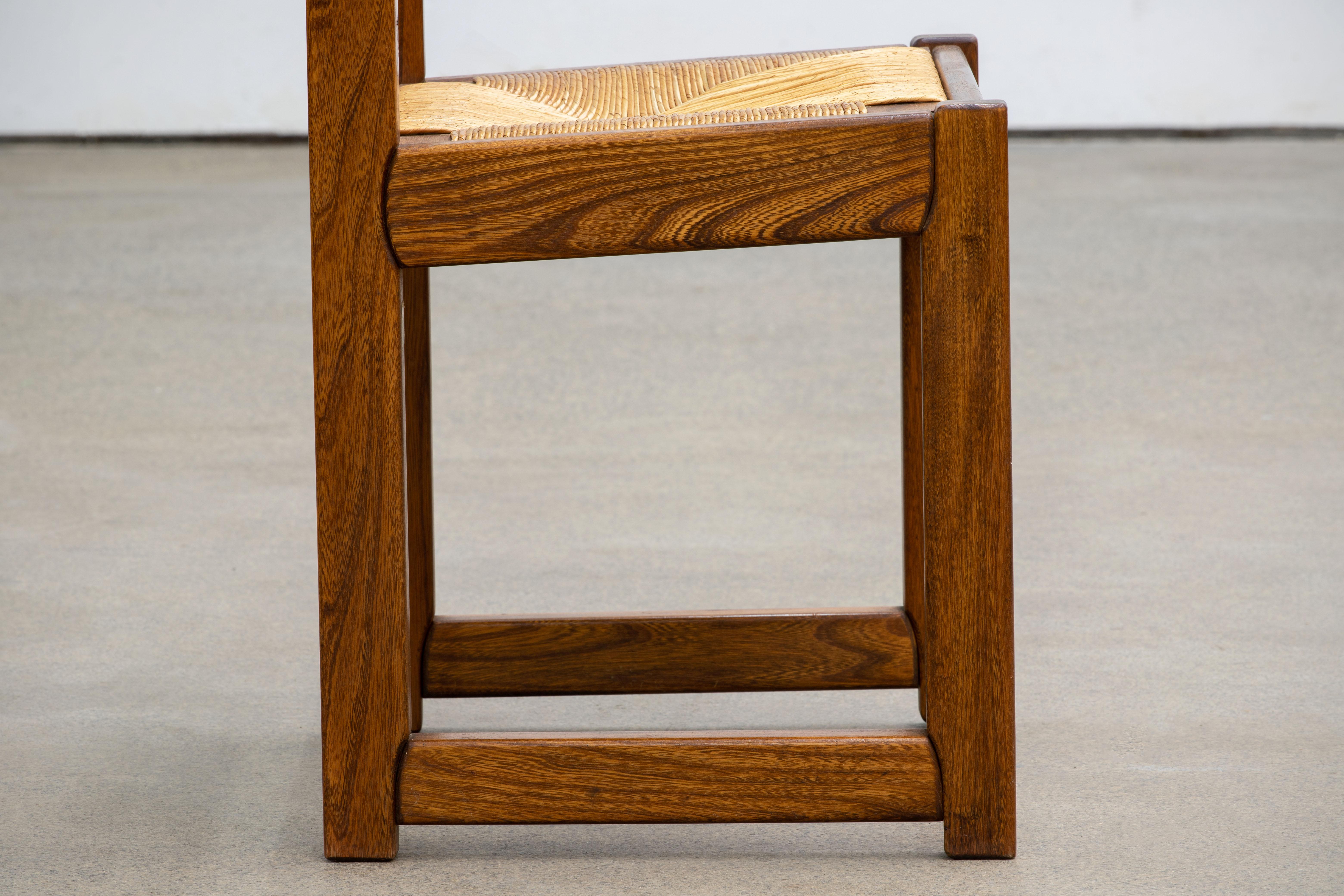 Maison Regain Set of 6 Chairs, Solid Elm, 1970s For Sale 1