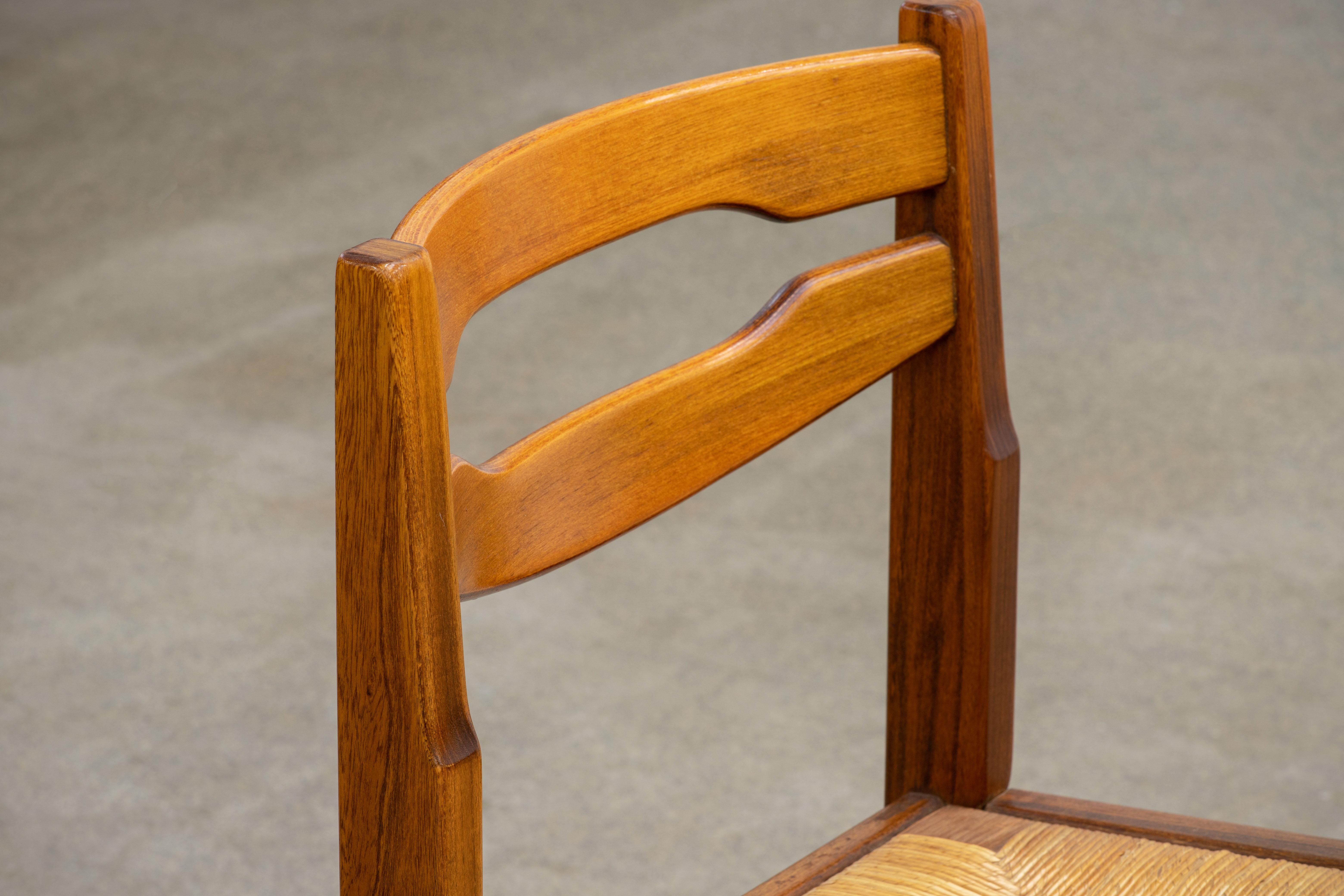 Fin du 20e siècle Ensemble de 6 chaises Maison Regain, orme massif, années 1970 en vente