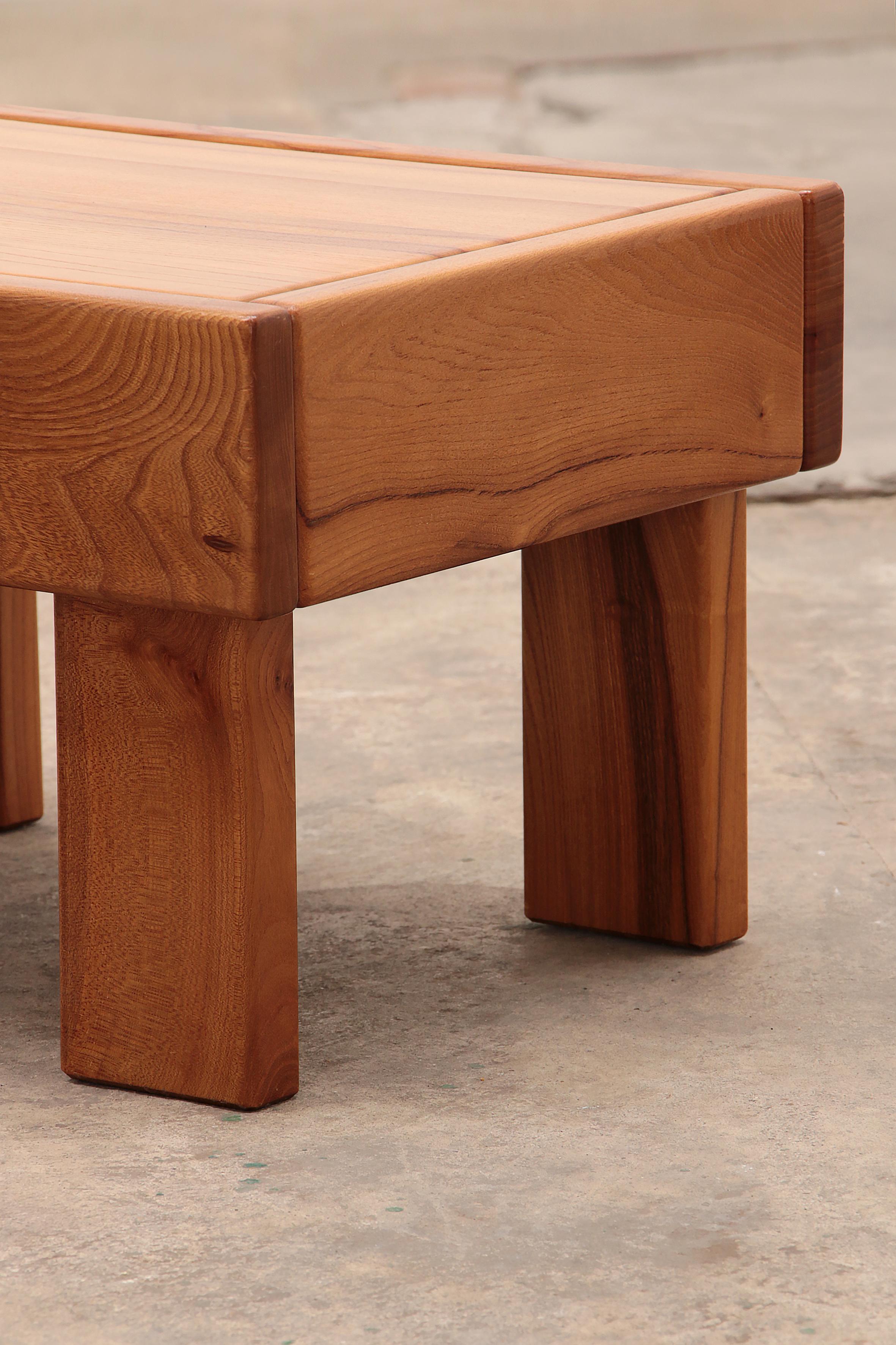 Maison Regain Set of Elm Wood Tables from the 1970s, France 3