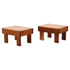 Maison Regain Set of Elm Wood Tables from the 1970s, France