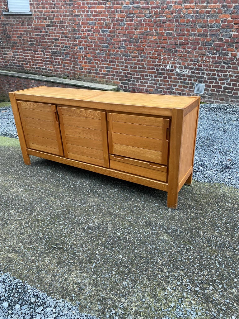 Mid-Century Modern Maison Regain Sideboard in Solid Elm, circa 1960, Pierre Chapo Style For Sale