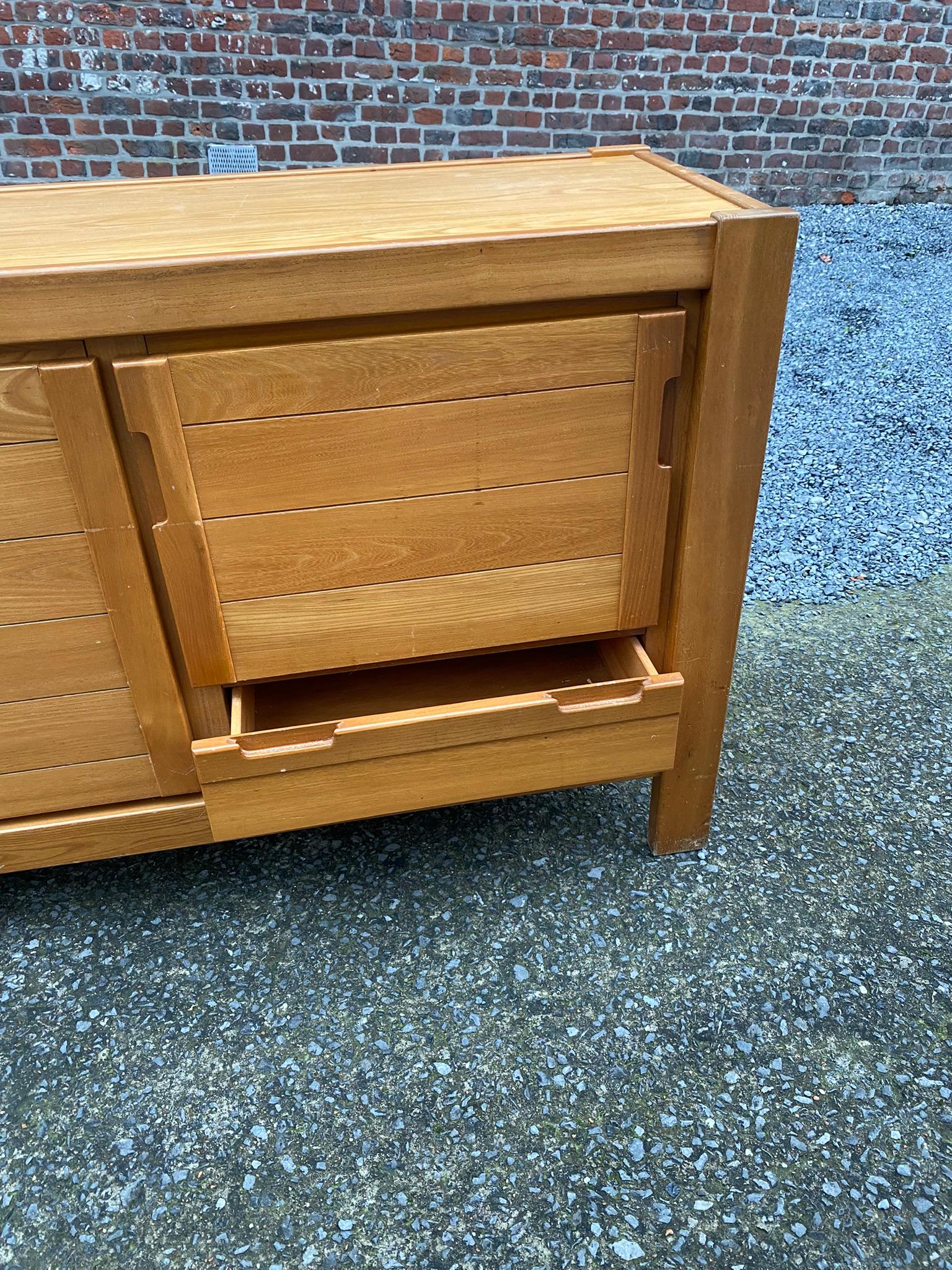 Mid-20th Century Maison Regain Sideboard in Solid Elm, circa 1960, Pierre Chapo Style For Sale