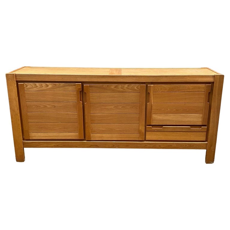 Maison Regain Sideboard in Solid Elm, circa 1960, Pierre Chapo Style For Sale