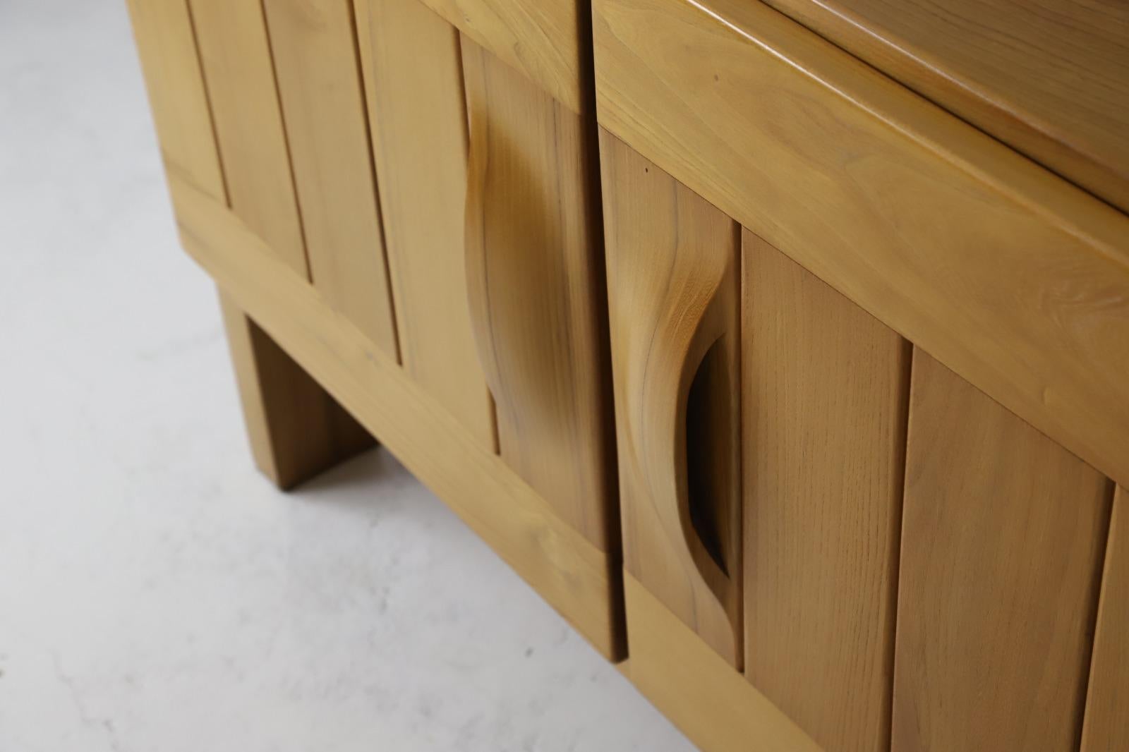 French Maison Regain Sideboard in Solid Elm, France 1970s For Sale