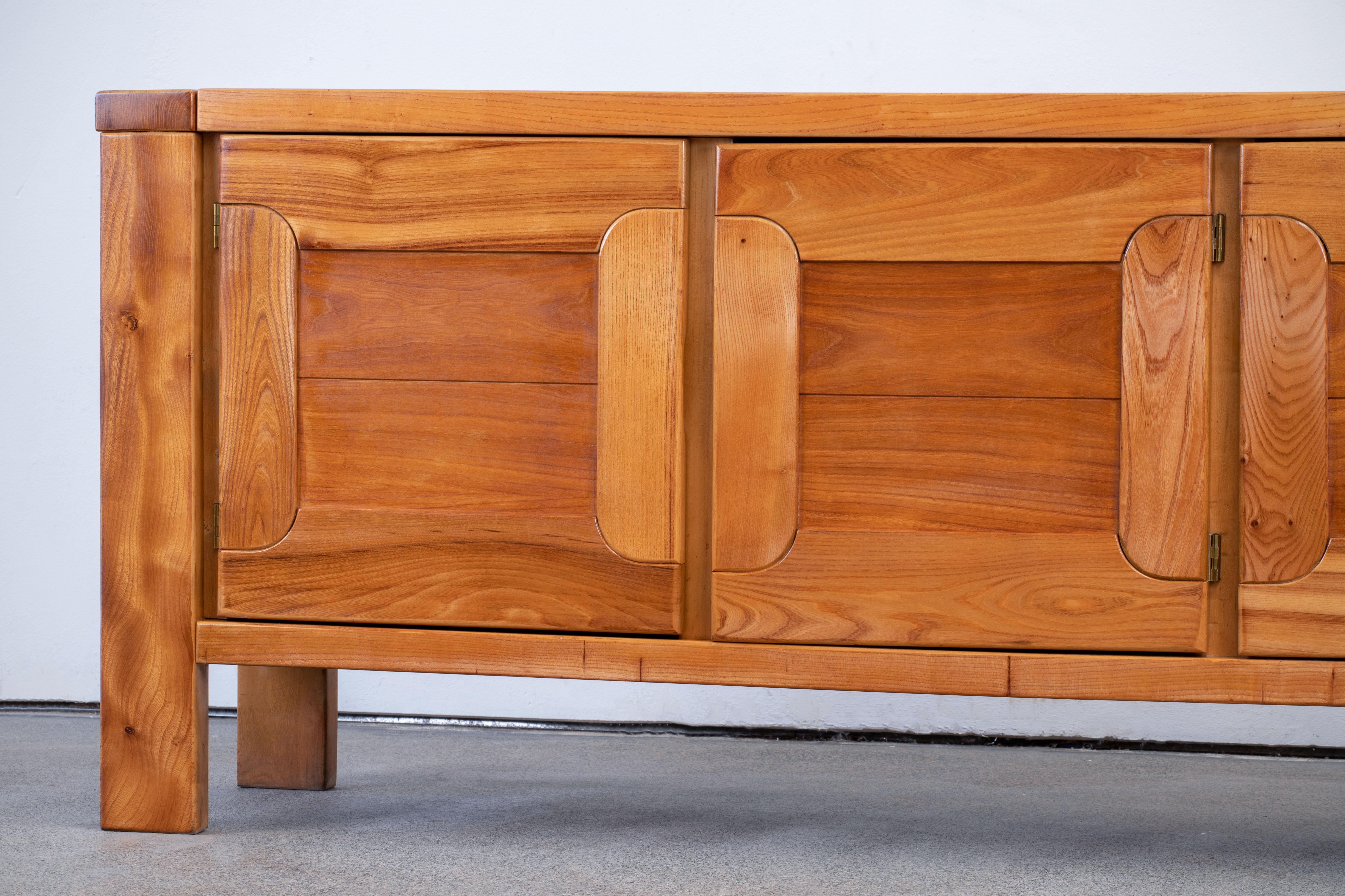 20th Century Maison Regain Sideboard in Solid Elm, France, 1970s
