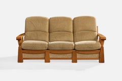 Maison Regain, Sofa, Elm, Fabric, France, 1970s