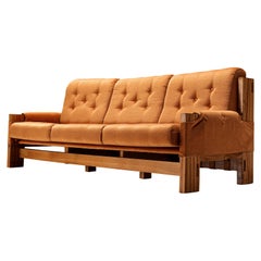 Maison Regain Sofa aus Ulmenholz mit orangefarbener Polsterung 