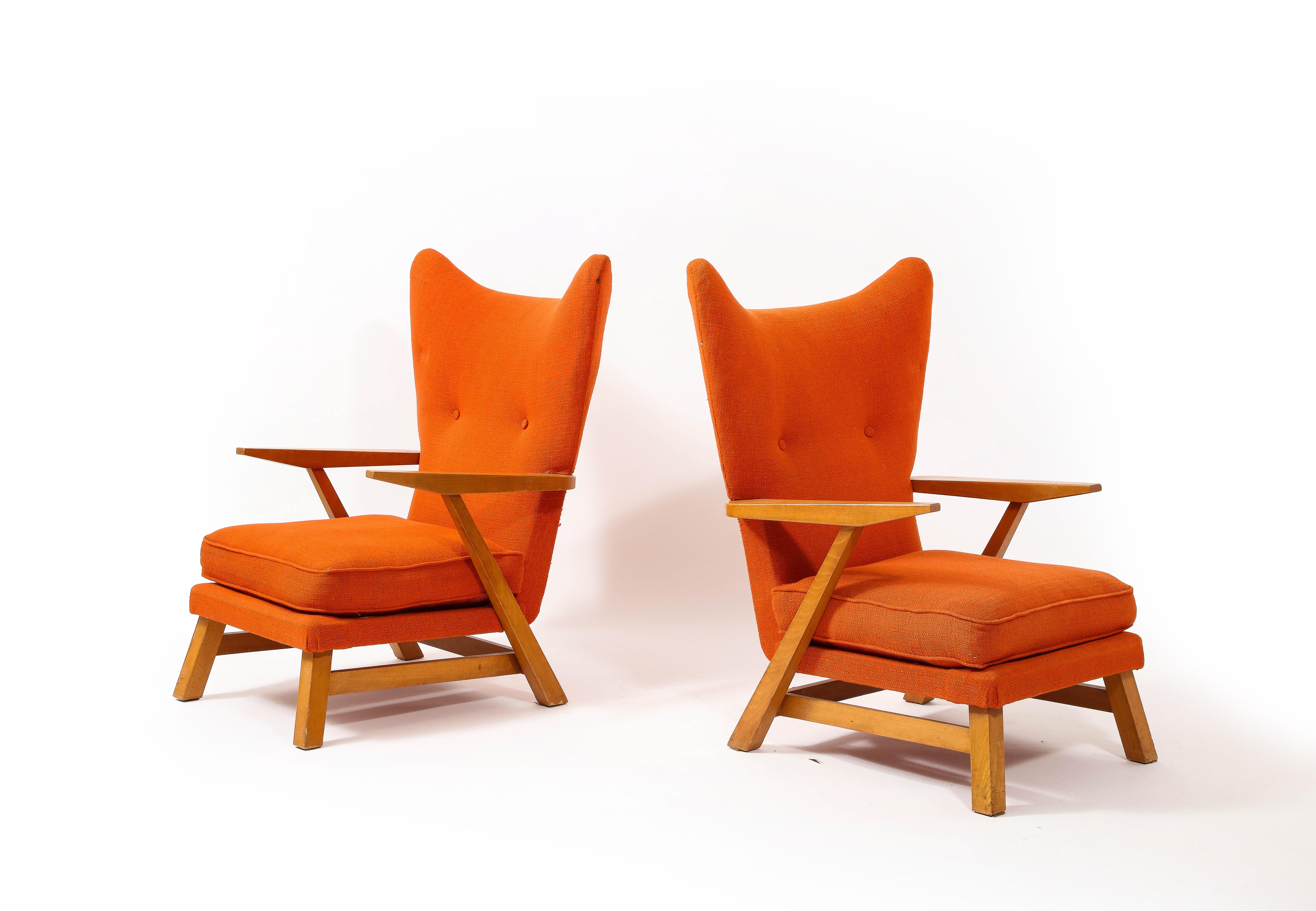 French Maison Regain Solid Elm Armchairs, France 1960's For Sale