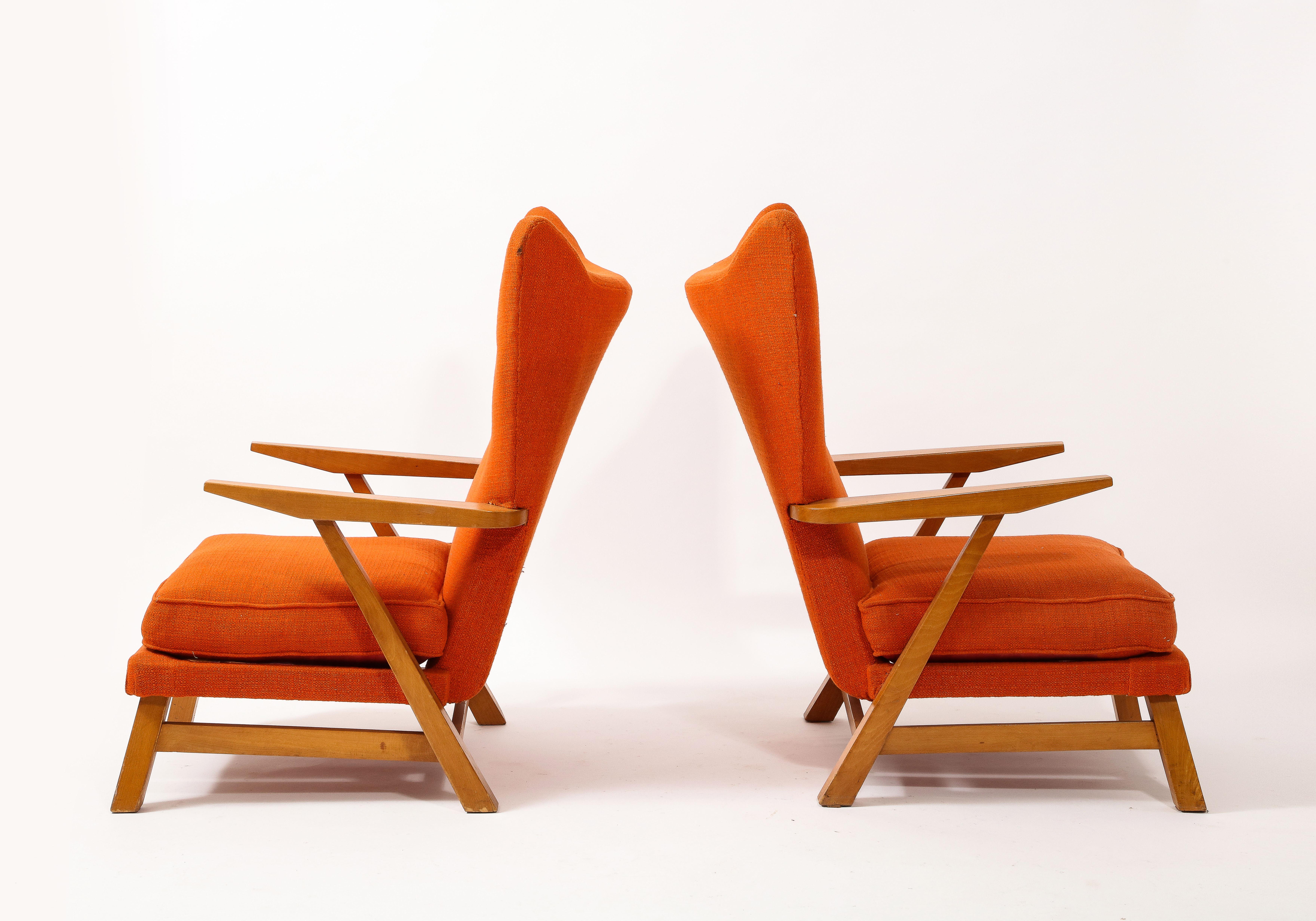 Maison Regain Solid Elm Armchairs, France 1960's In Good Condition For Sale In New York, NY