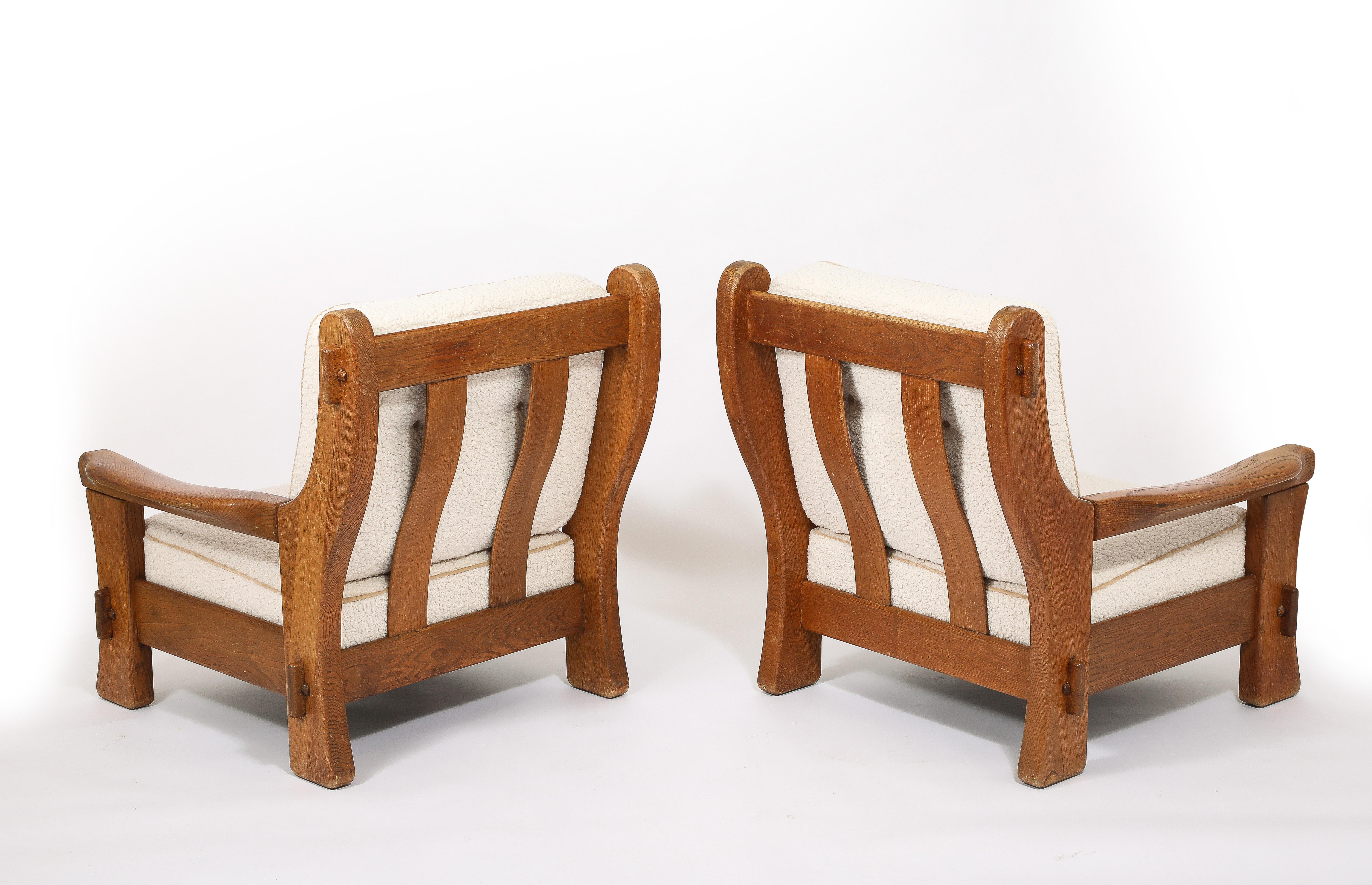 Maison Regain Solid Elm Chairs, France 1950's For Sale 6