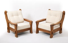 Maison Regain Solid Elm Chairs, France 1950's