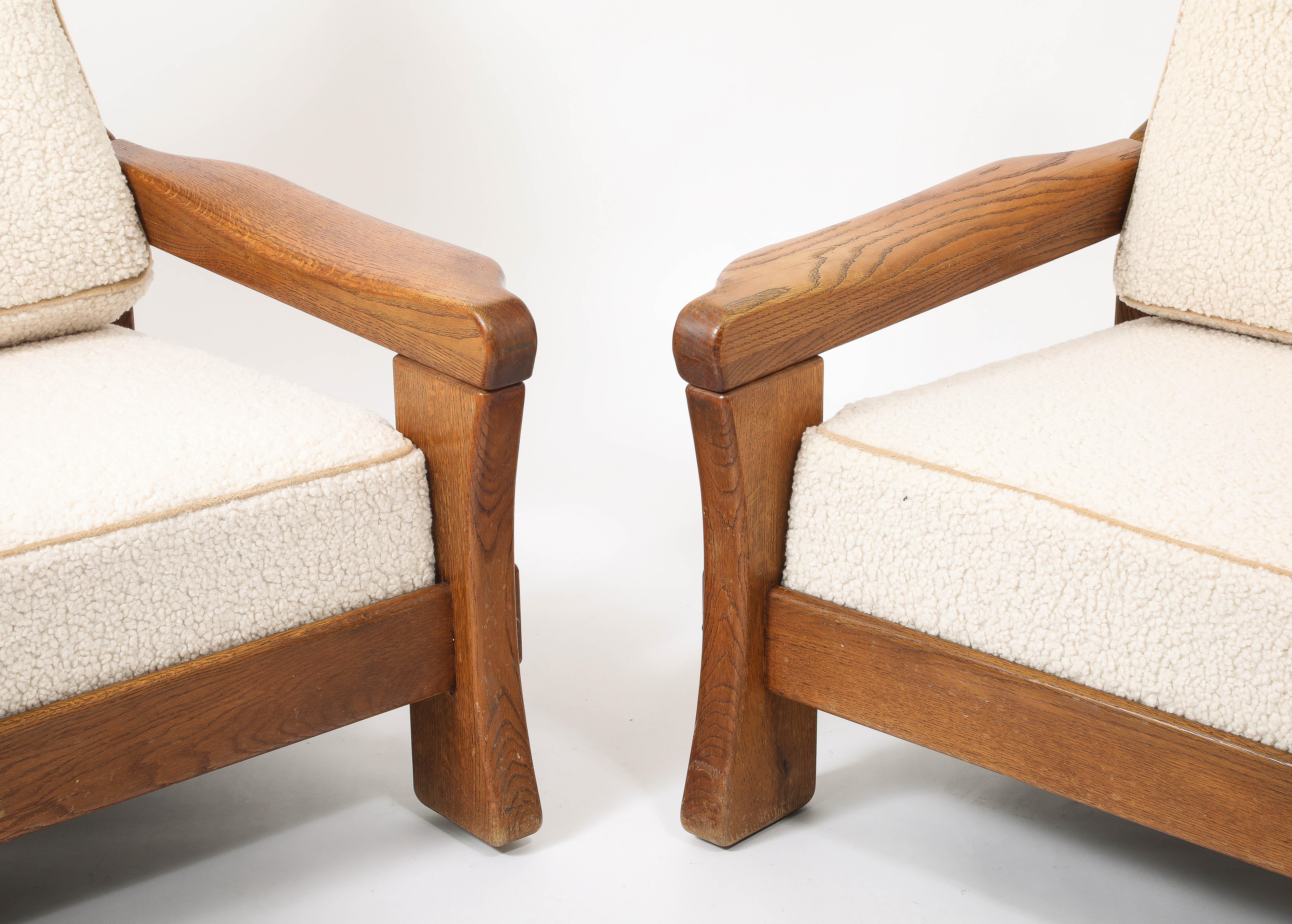 Mid-Century Modern Maison Regain Solid Elm Chairs, France 1950's For Sale