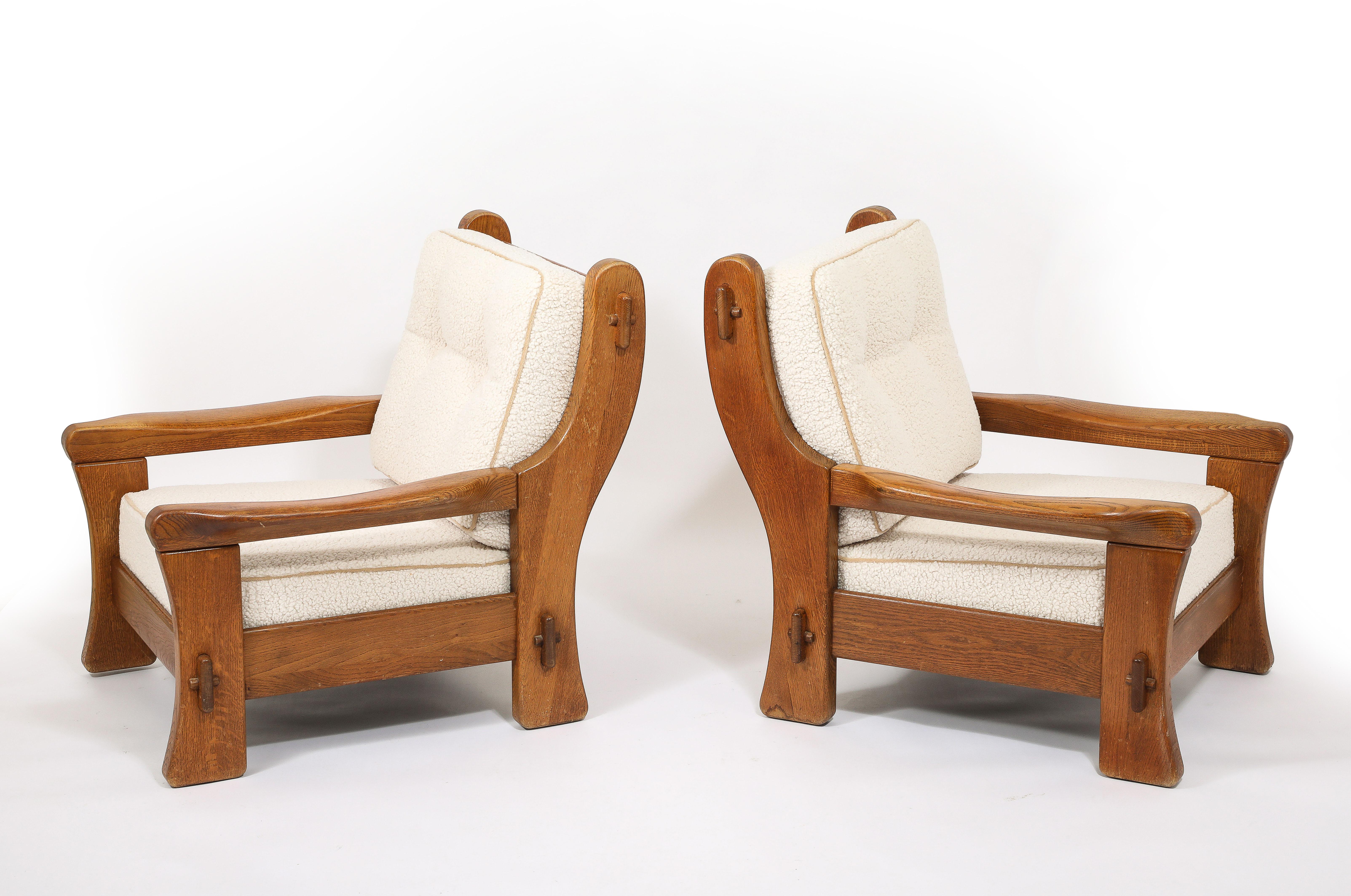 Maison Regain Solid Elm Chairs, France 1950's For Sale 1