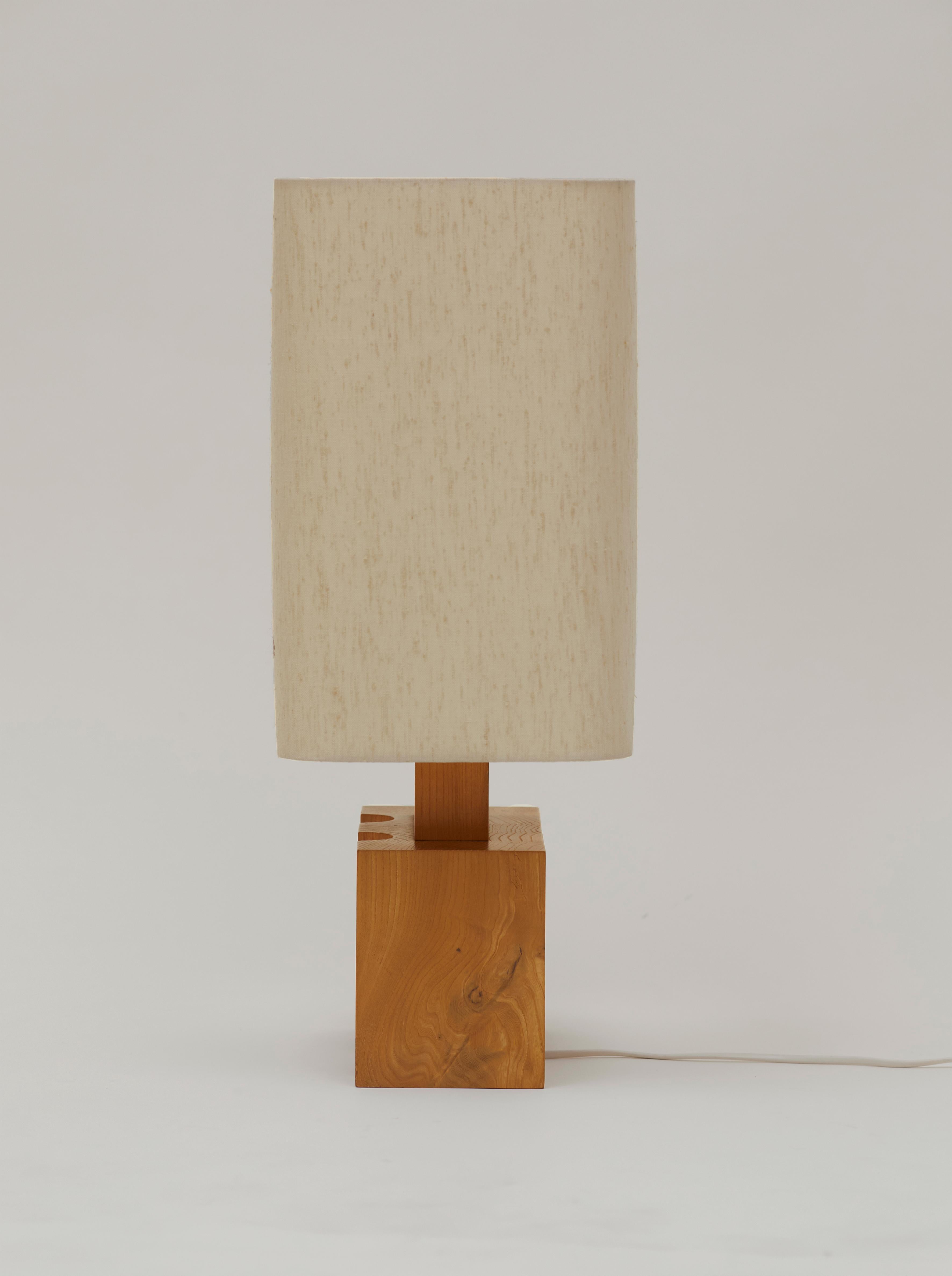Wood Maison Regain solid elm constructivist table lamp with original logo lampshade