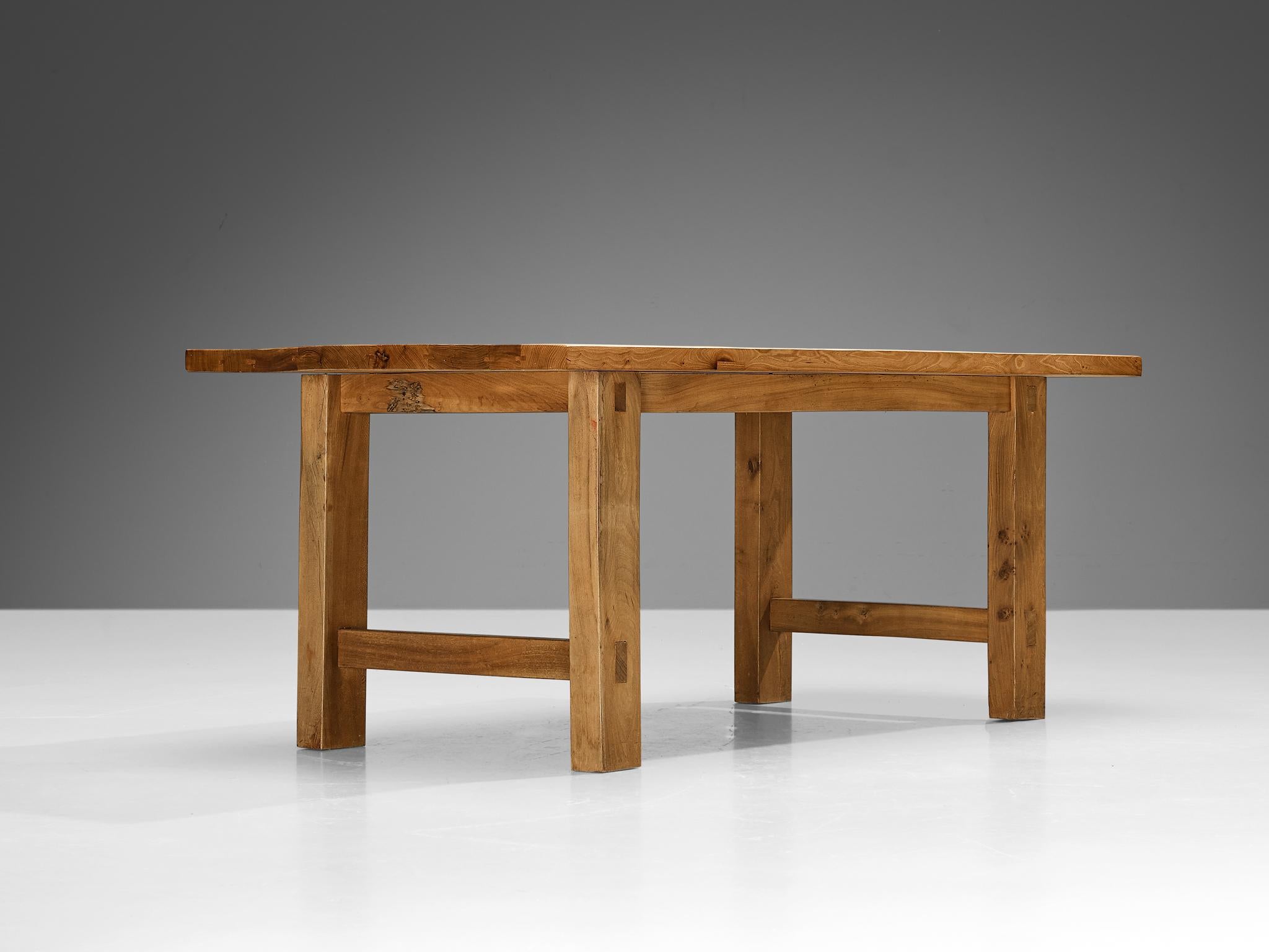 Late 20th Century Maison Regain Table in Solid Elm  For Sale
