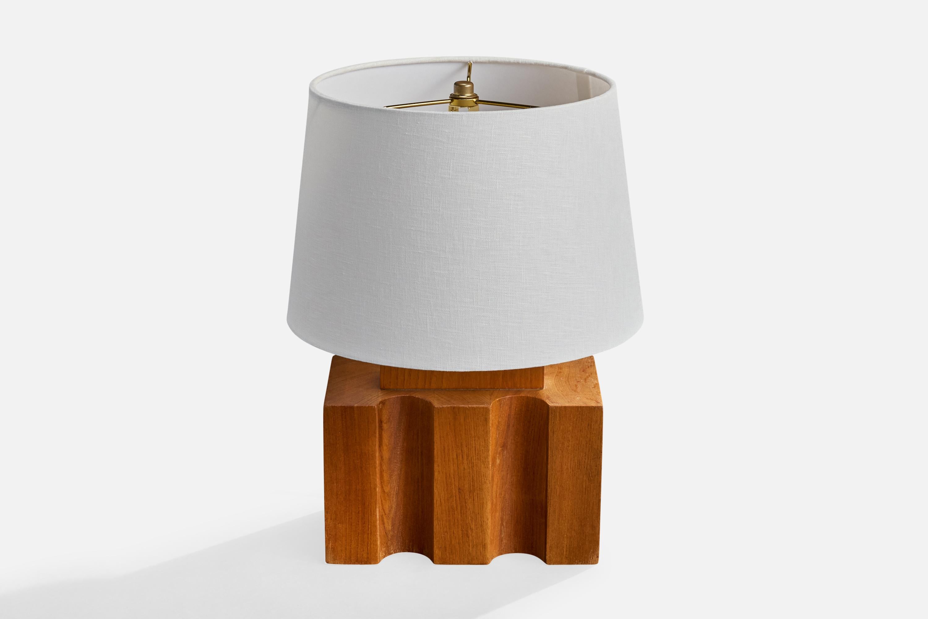 Mid-Century Modern Maison Regain, Table Lamp, Oak, France, 1960s For Sale
