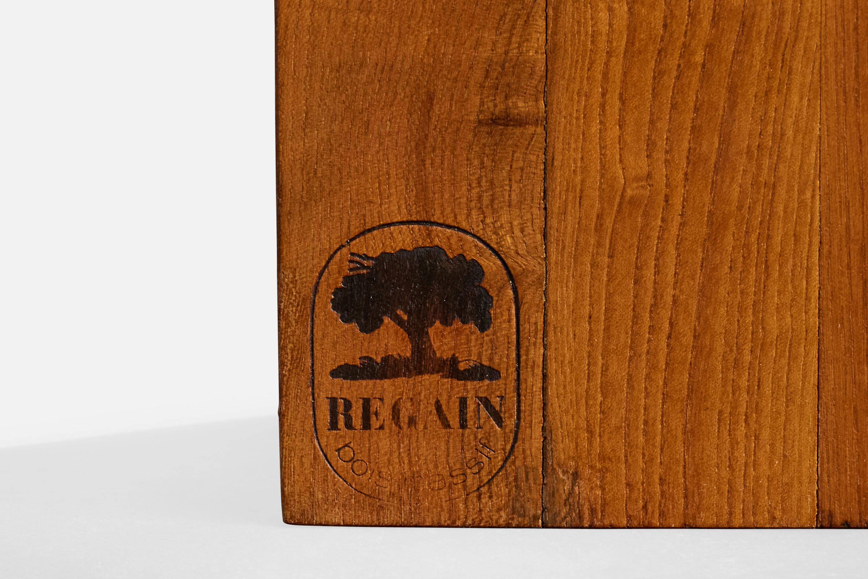 Maison Regain, Table Lamp, Oak, France, 1960s For Sale 3