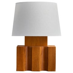Maison Regain, Table Lamp, Oak, France, 1960s Maison Regain, Table Lamp, Oak, France, 1960s