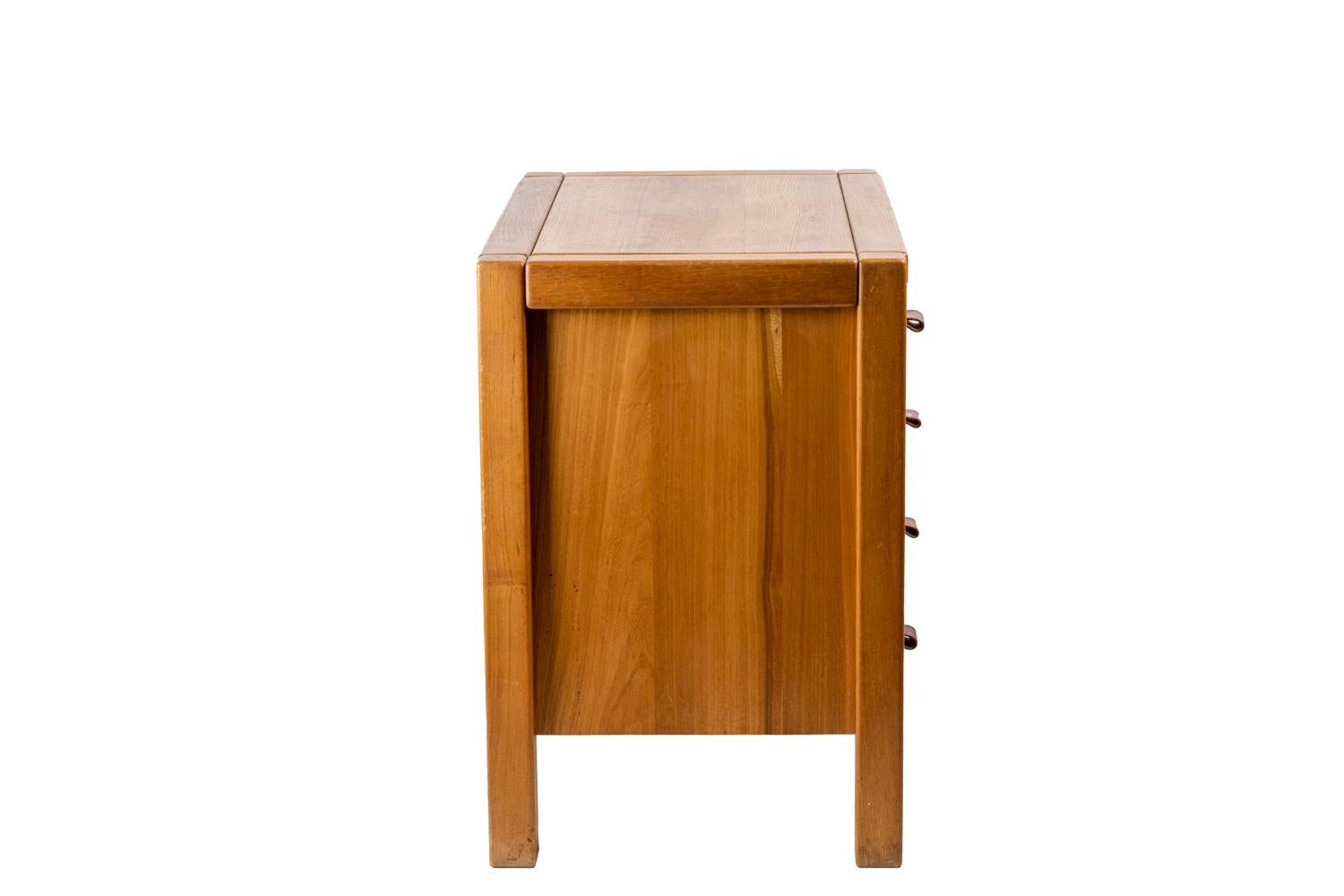 Varnished Maison Regain, Tiny Commode in Elm, 1950s