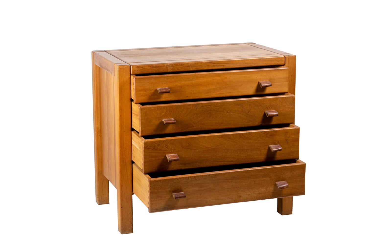 Maison Regain, Tiny Commode in Elm, 1950s In Good Condition In Saint-Ouen, FR