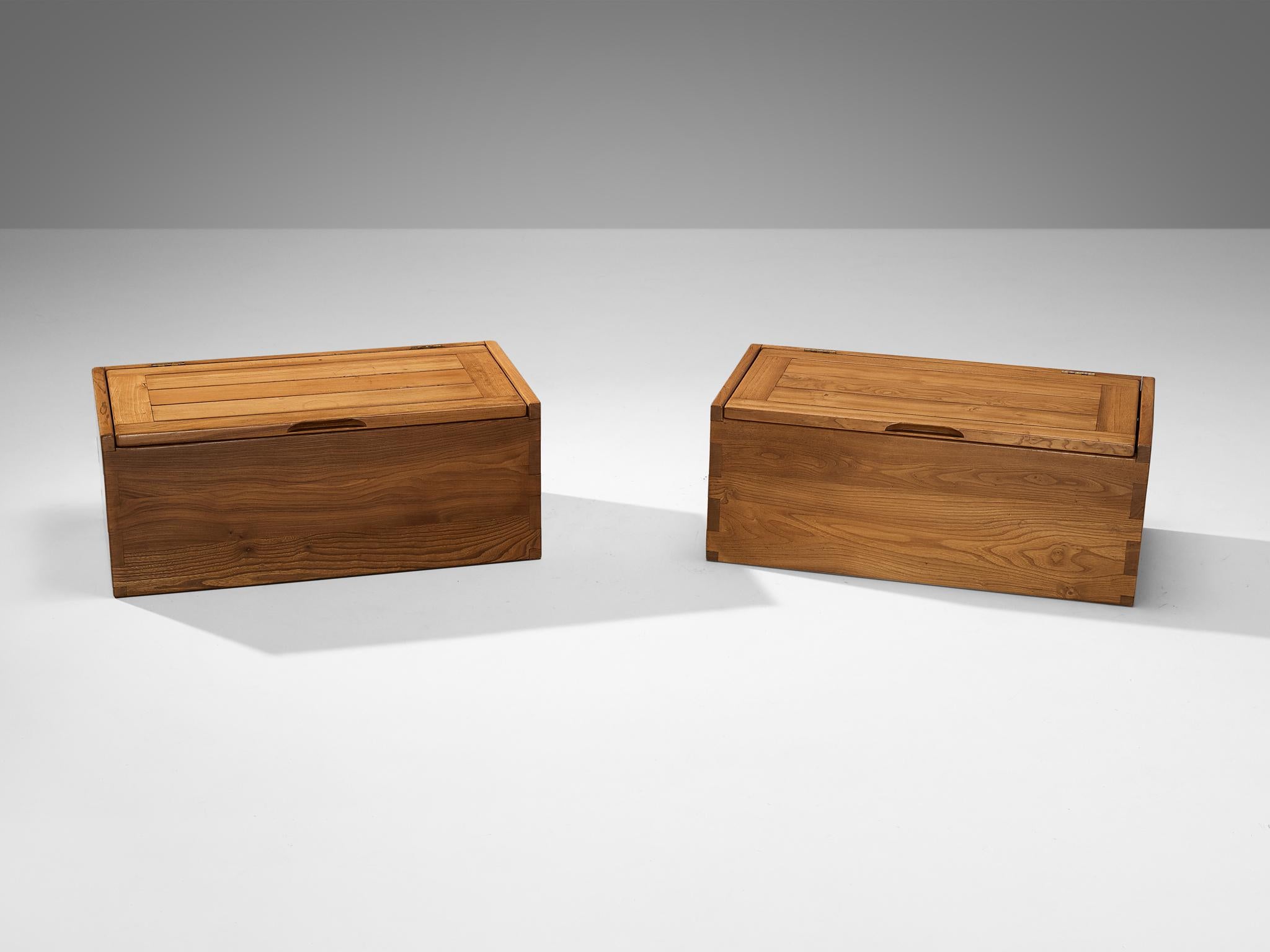 Post-Modern Maison Regain Trunks or Side Tables in Solid Elm