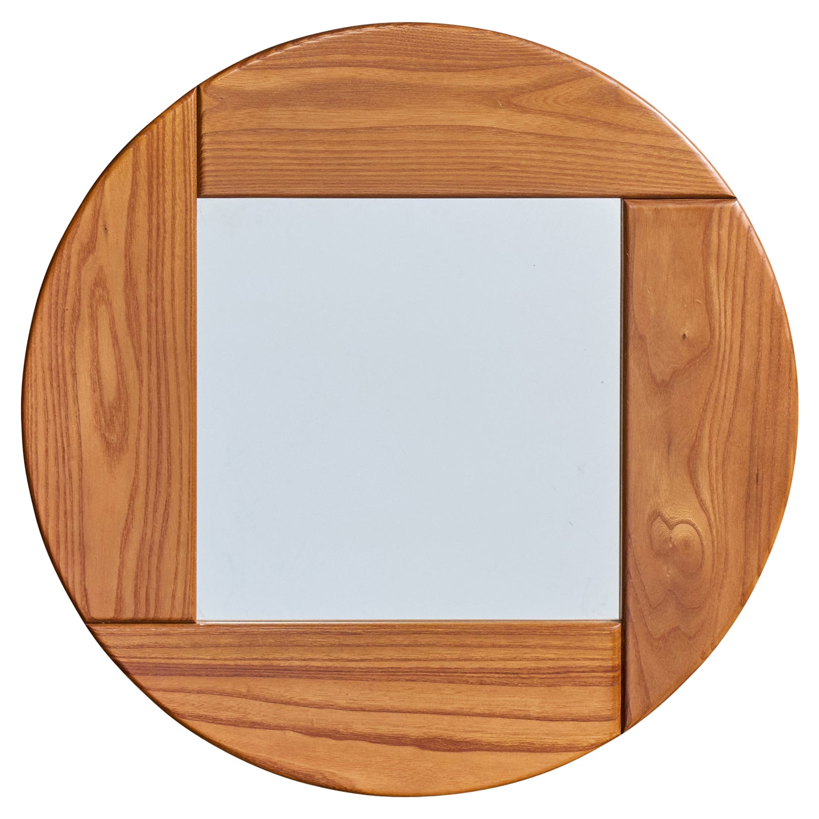 Maison Regain, Wall Mirror, Oak, France, 1970s For Sale