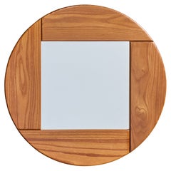 Maison Regain, Wall Mirror, Oak, France, 1970s