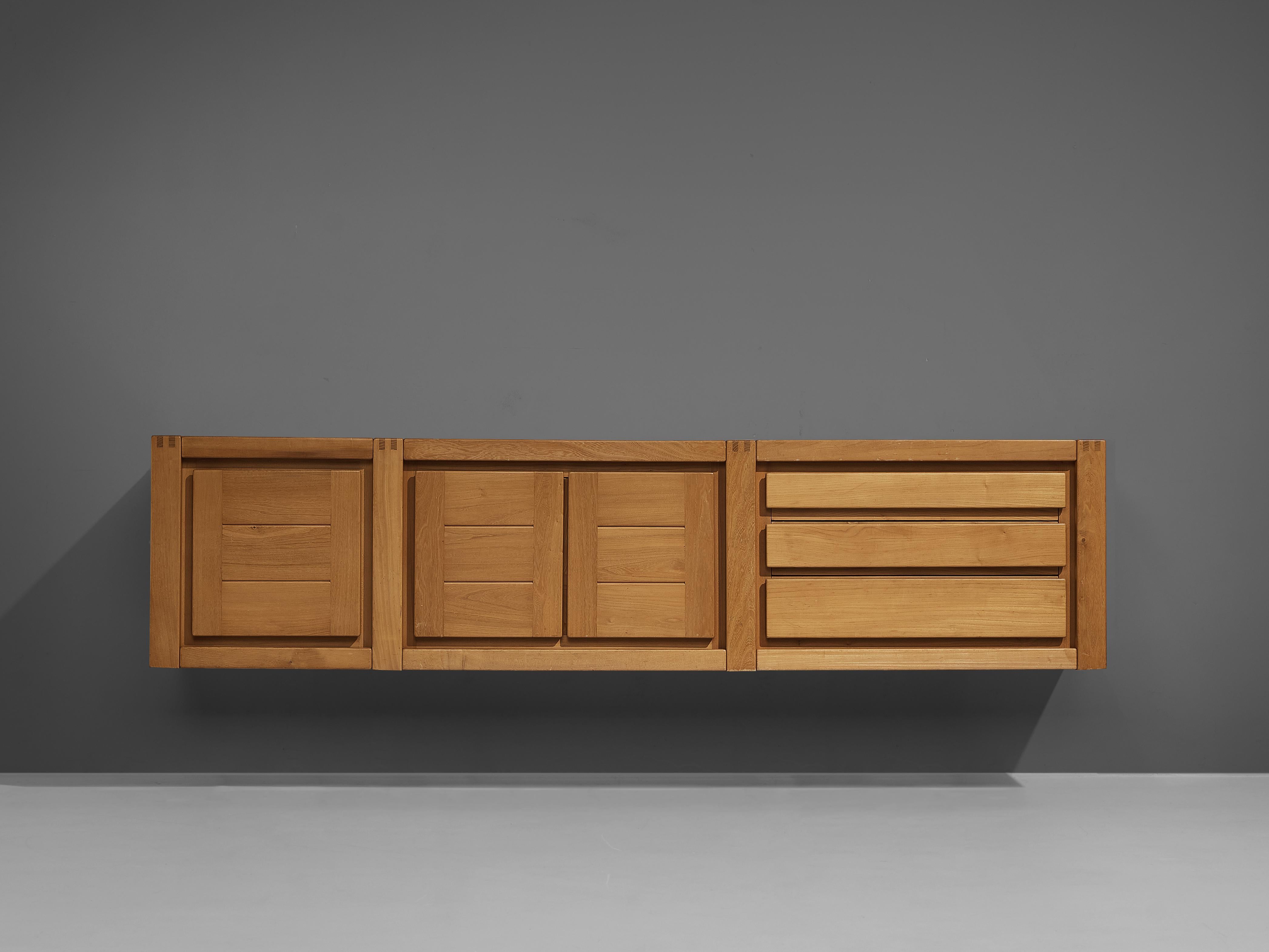 Maison Regain Wall-Mounted Sideboard with Drawers in Solid Elm 3