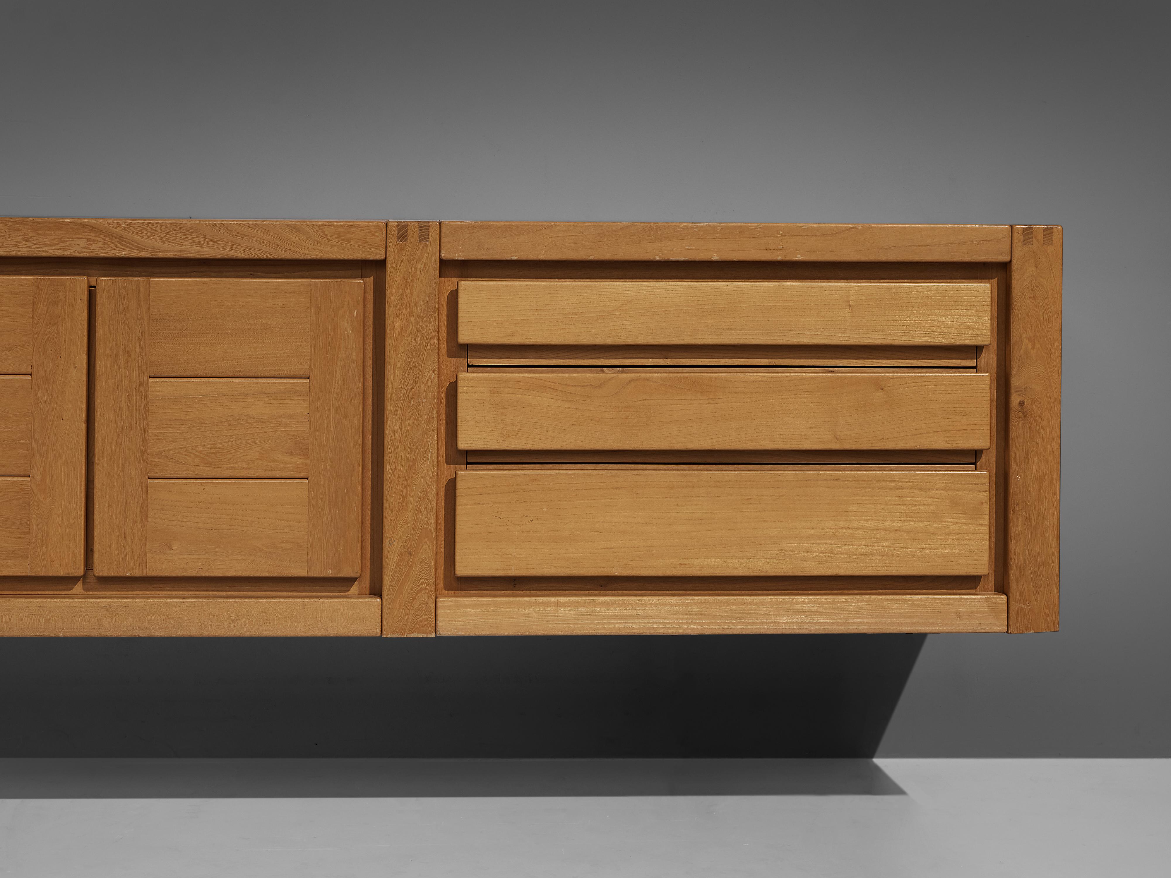 Maison Regain Wall-Mounted Sideboard with Drawers in Solid Elm 2