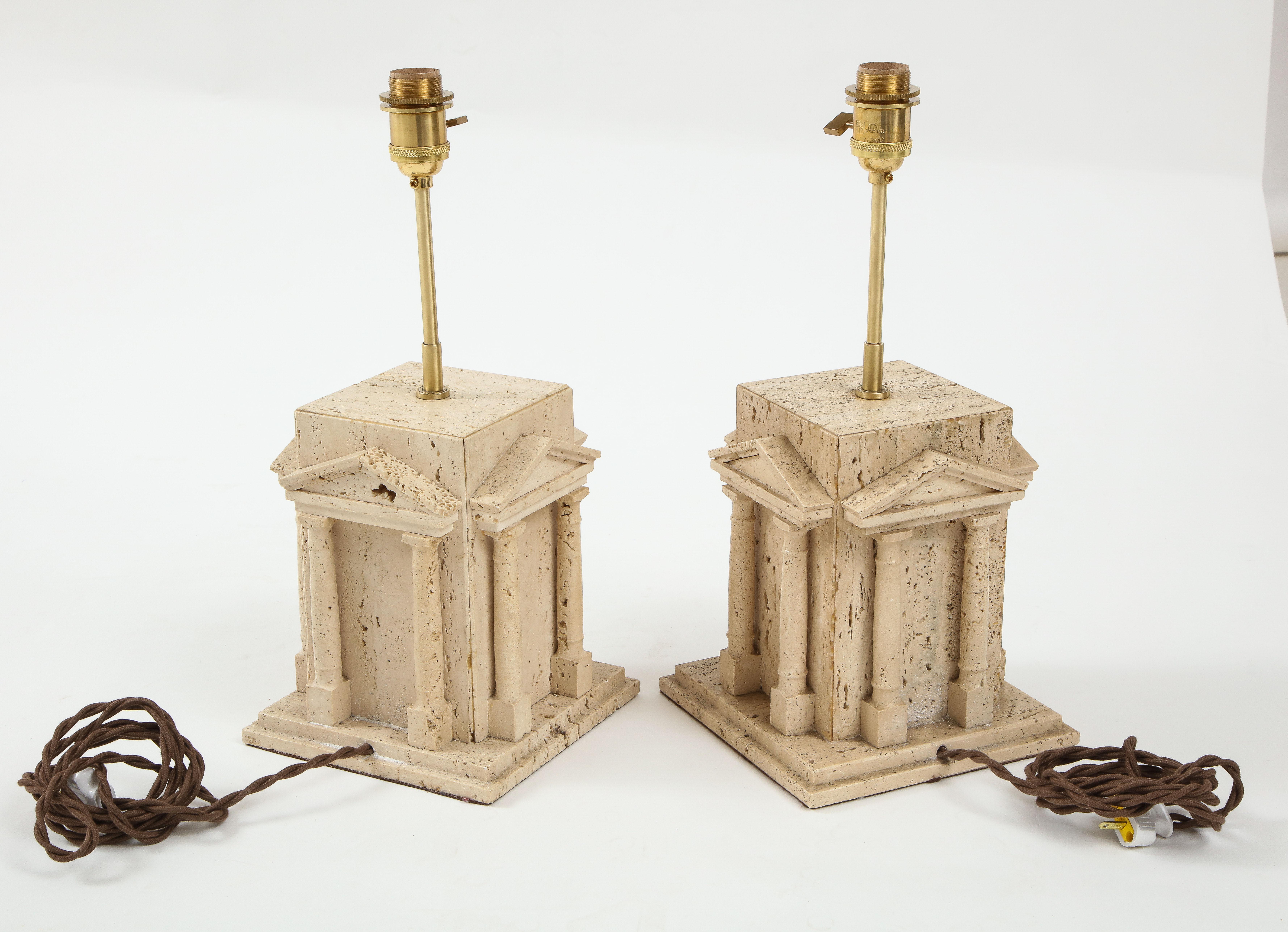 Unique pair of Roman revival travertine table lamps.
Attributed to Maison Roméo
Claude Dalle
Rewired for use in the US.