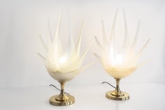 Maison Rougier - Siglo XX Pareja de lámparas de mesa en forma de flor