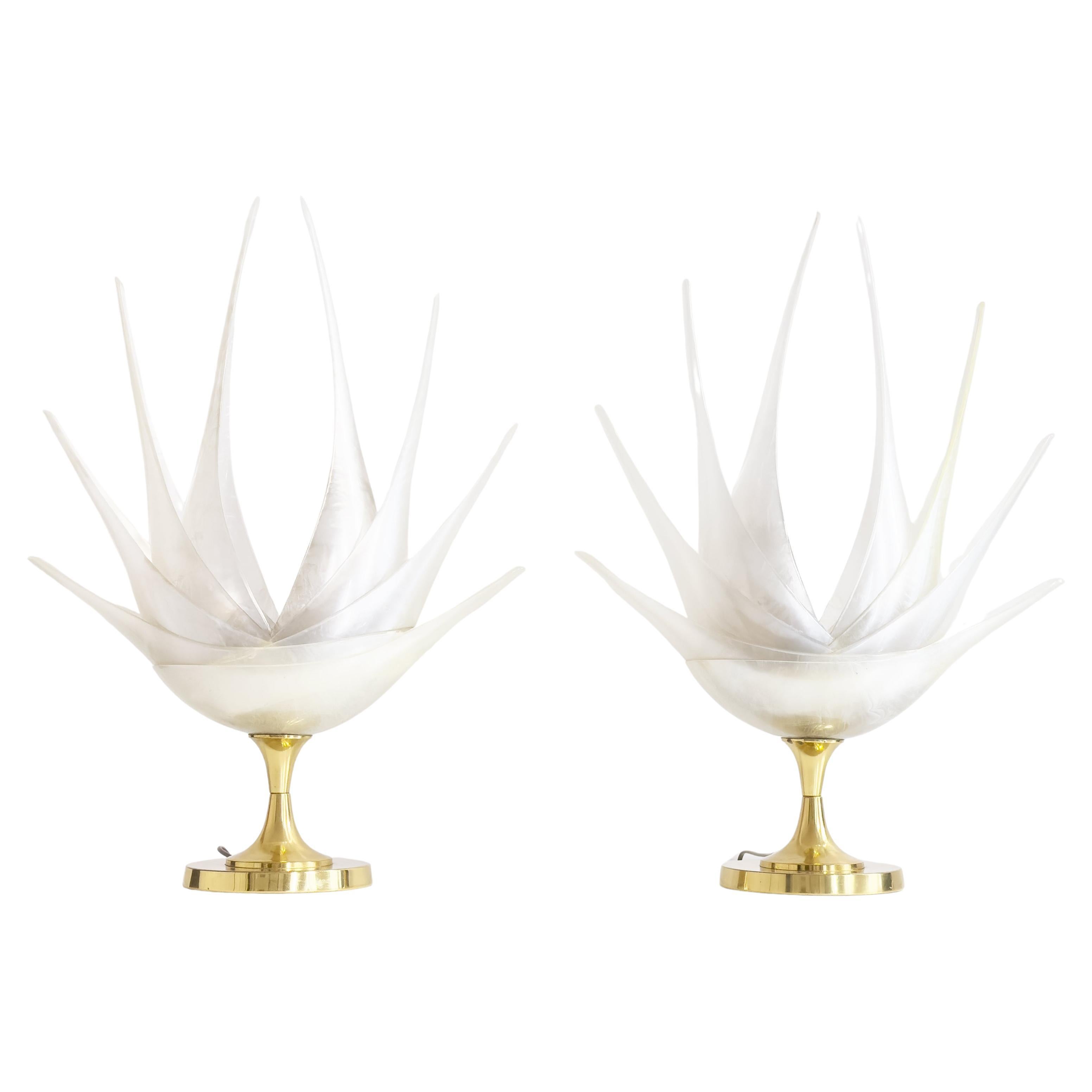 Maison Rougier - 20th Century Pair of Flower Shaped Table Lamps