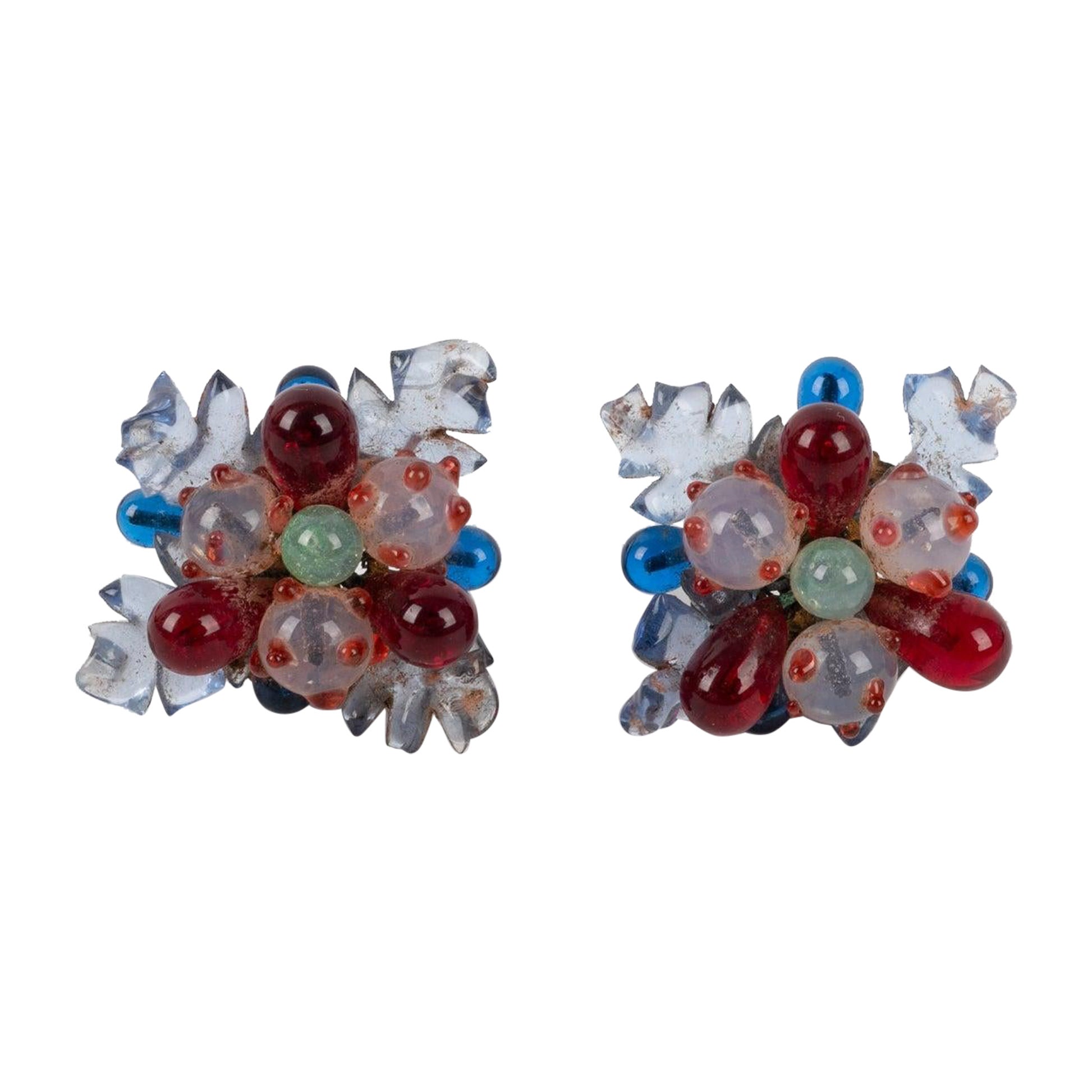 Boucles d'oreilles en pâte de verre multicolore de Maison Rousselet