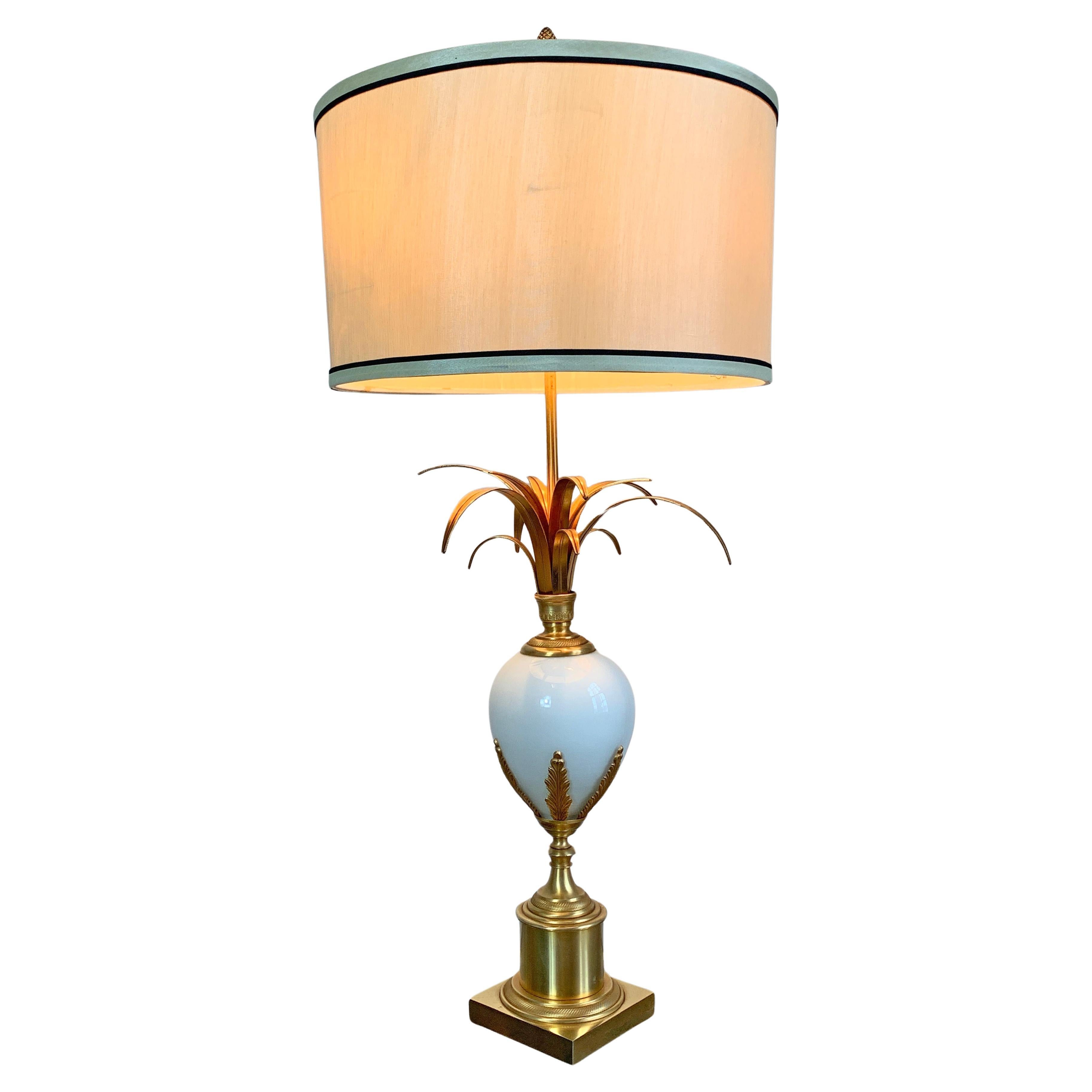 Maison S.A Boulanger White Opalescent Ostrich Egg Lamp For Sale