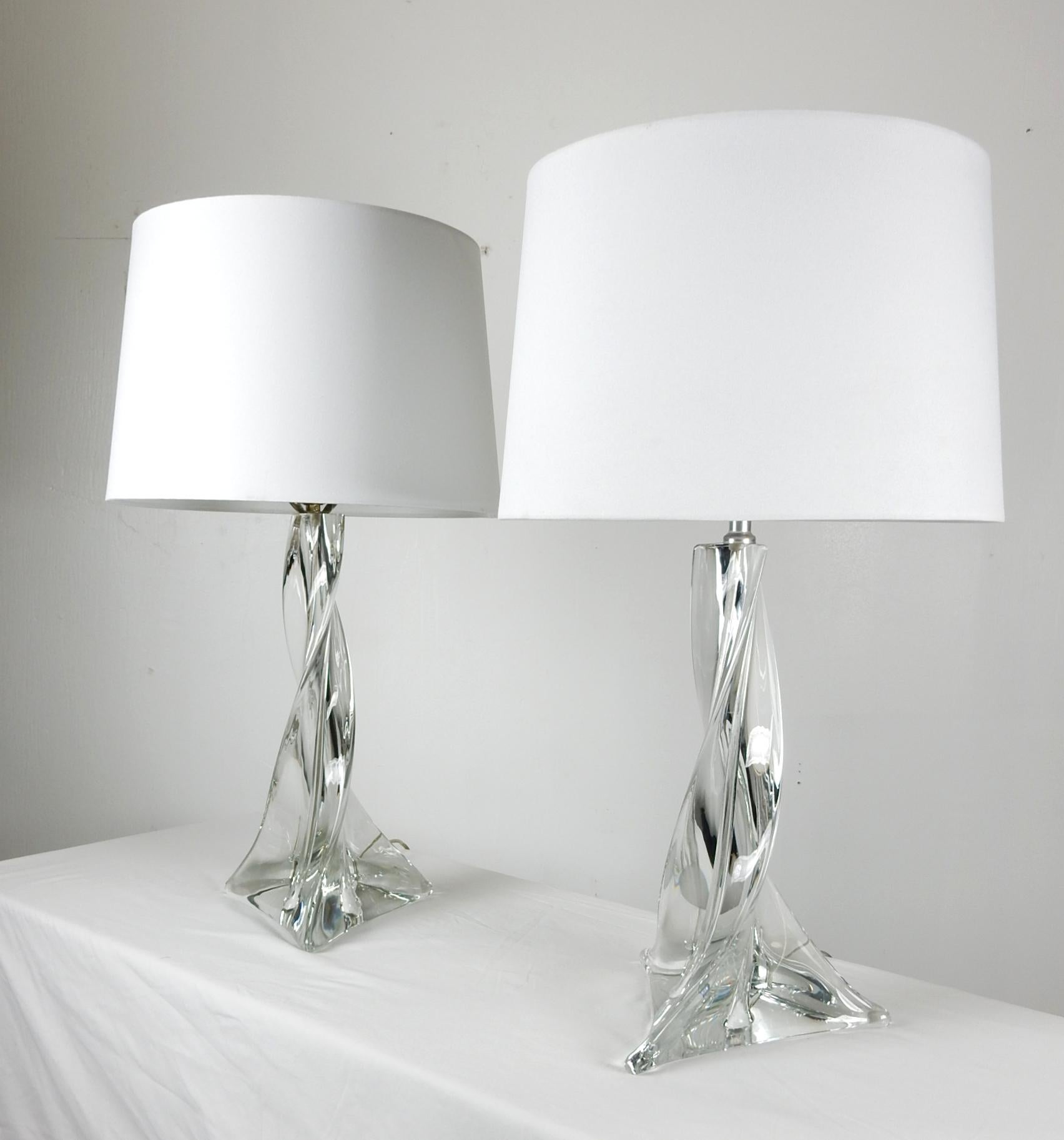 Maison Saint-Louis Crystal of France Sculpture Art Glass Lamp, Pair For  Sale at 1stDibs