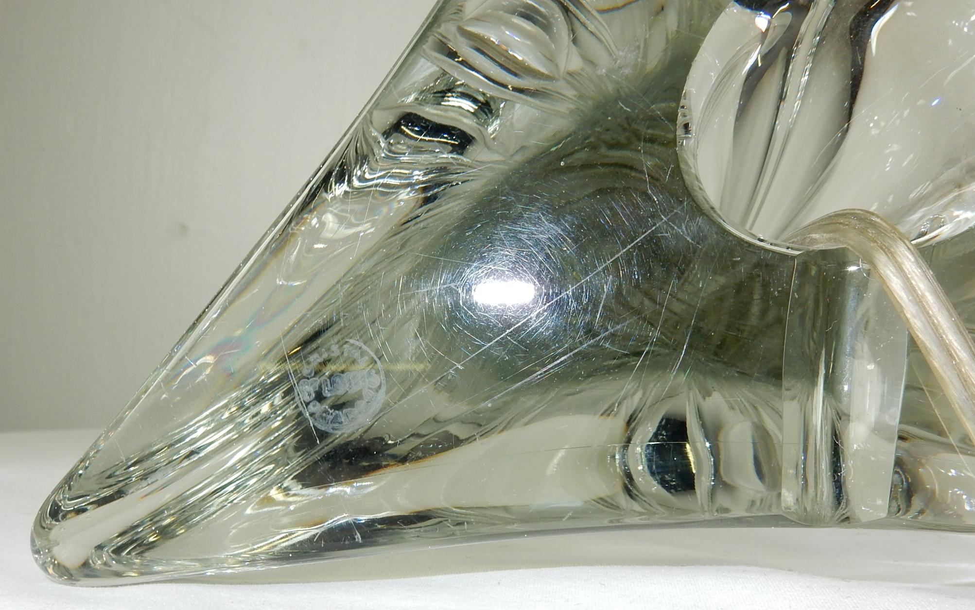 Mid-Century Modern Elegant Maison Saint-Louis Crystal of France Sculptural Art Glass Lamps